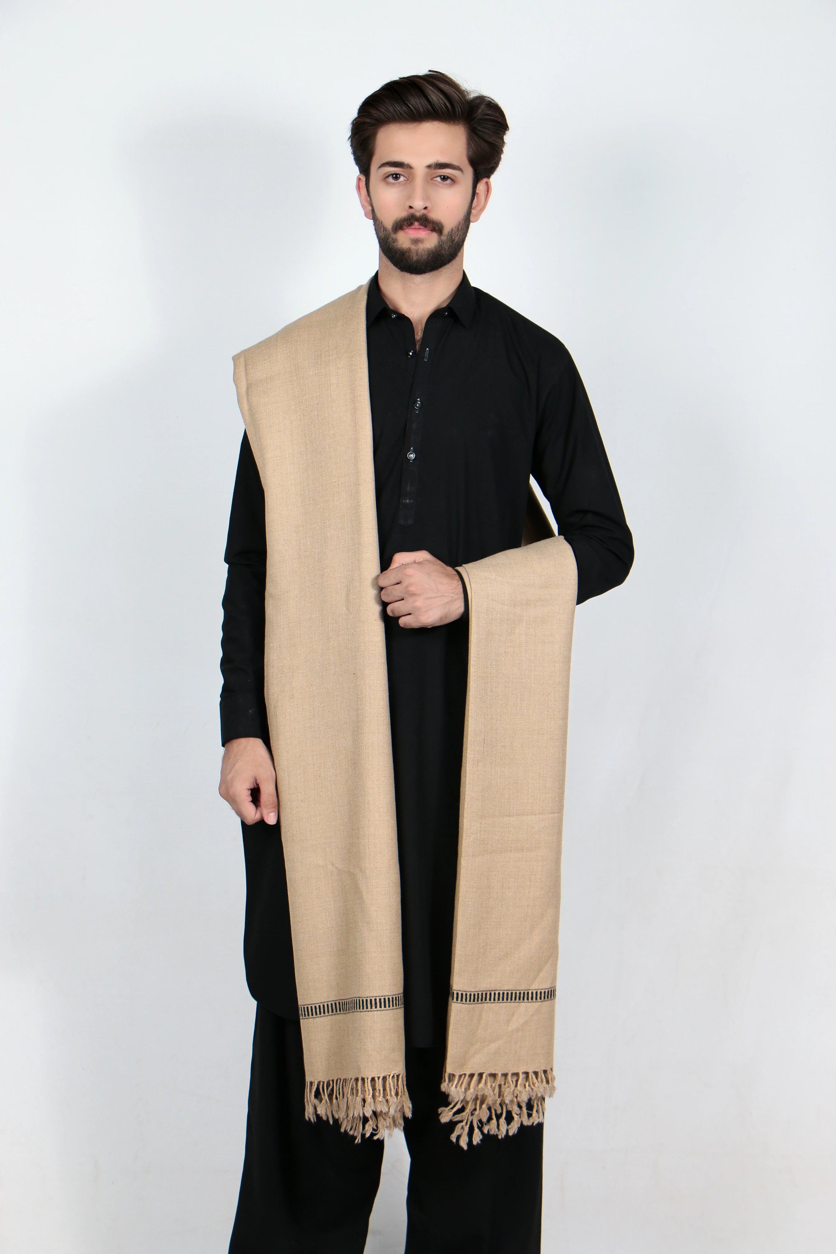 Zardad Classic Pure 48 Wool Shawl For Men (Light Brown)