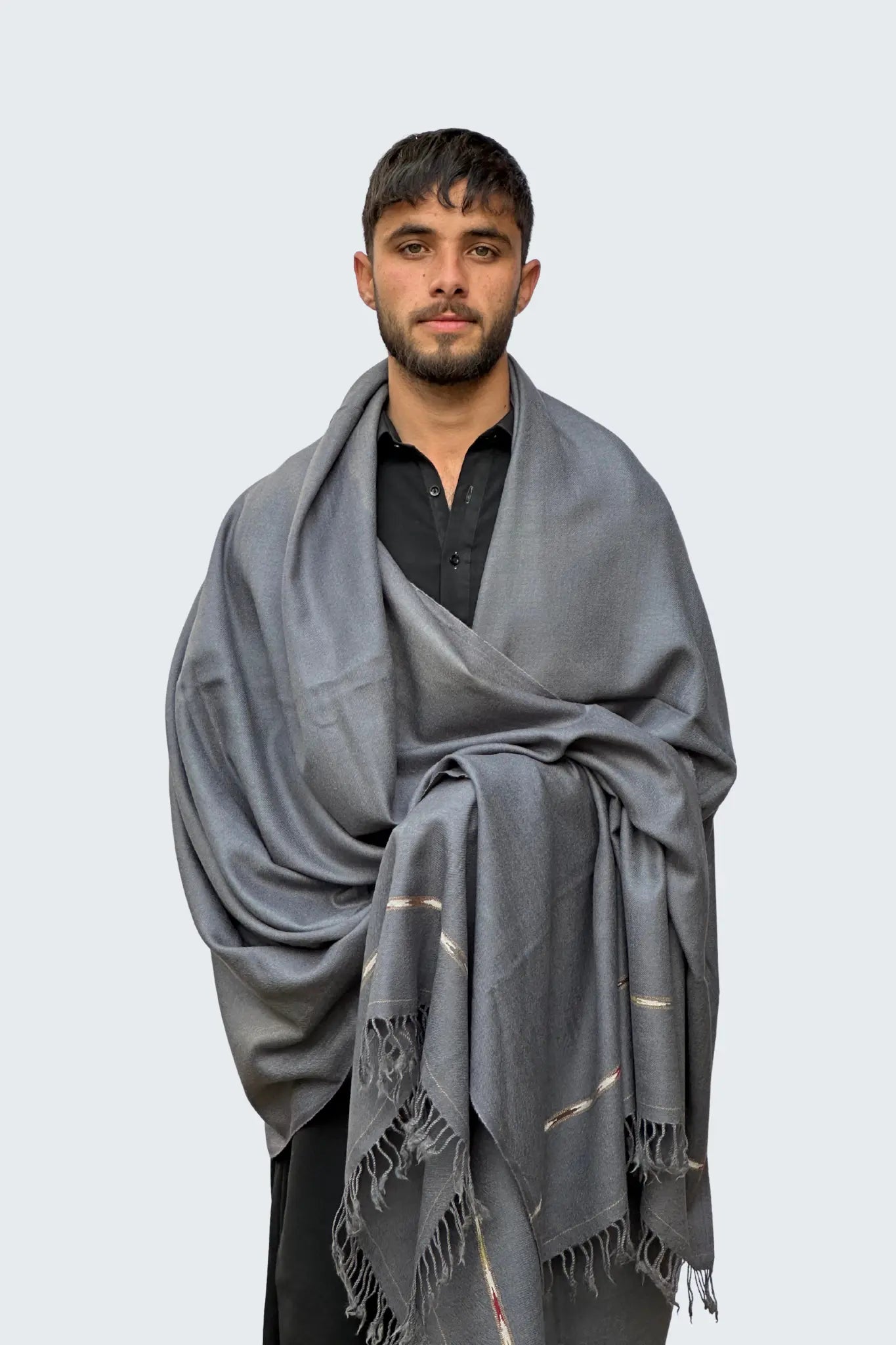 Zardad Premium 100% Pure 72 Wool Shawl  (Charcoal Gray)