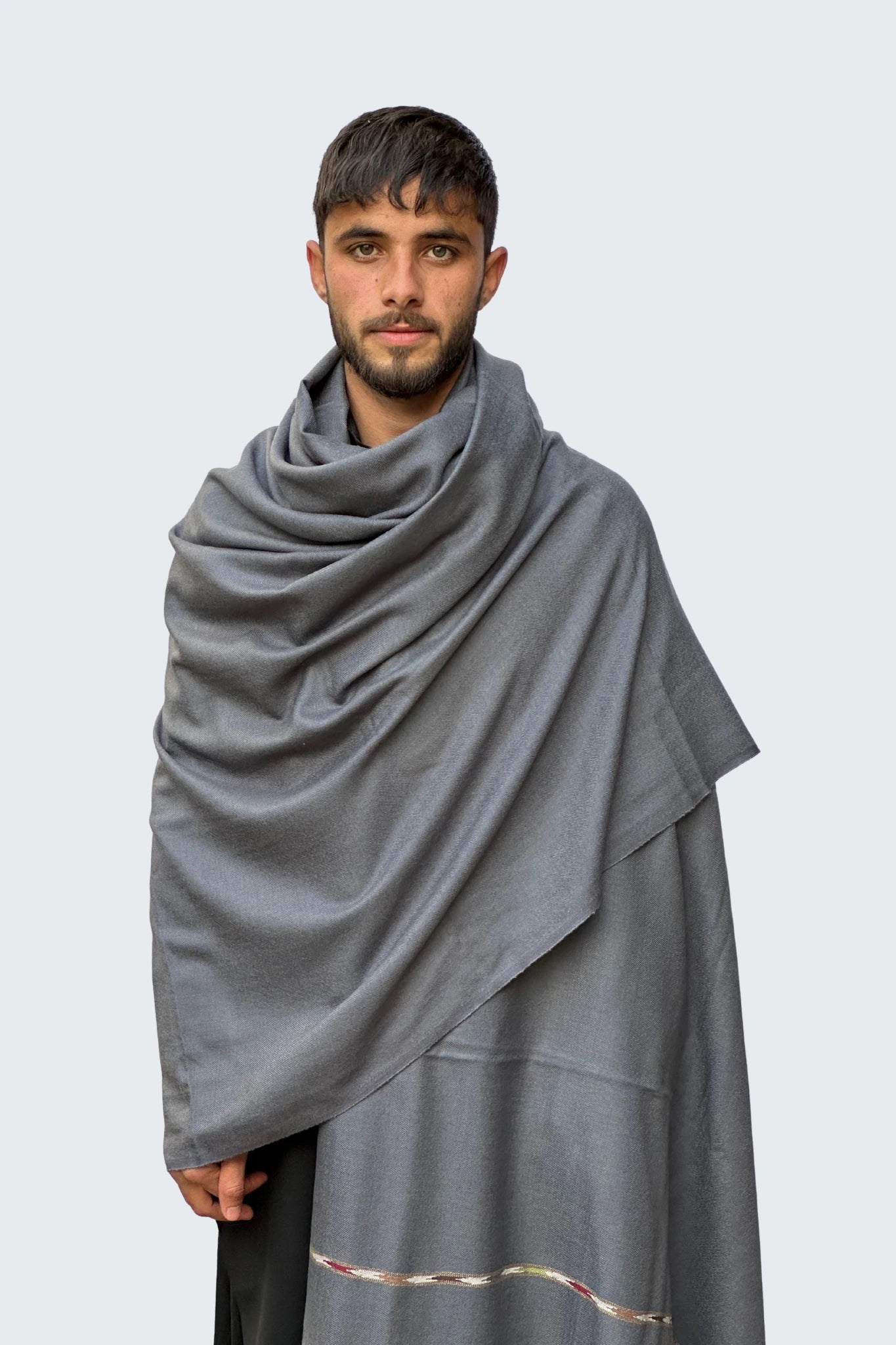 Zardad Premium 100% Pure 72 Wool Shawl  (Charcoal Gray)