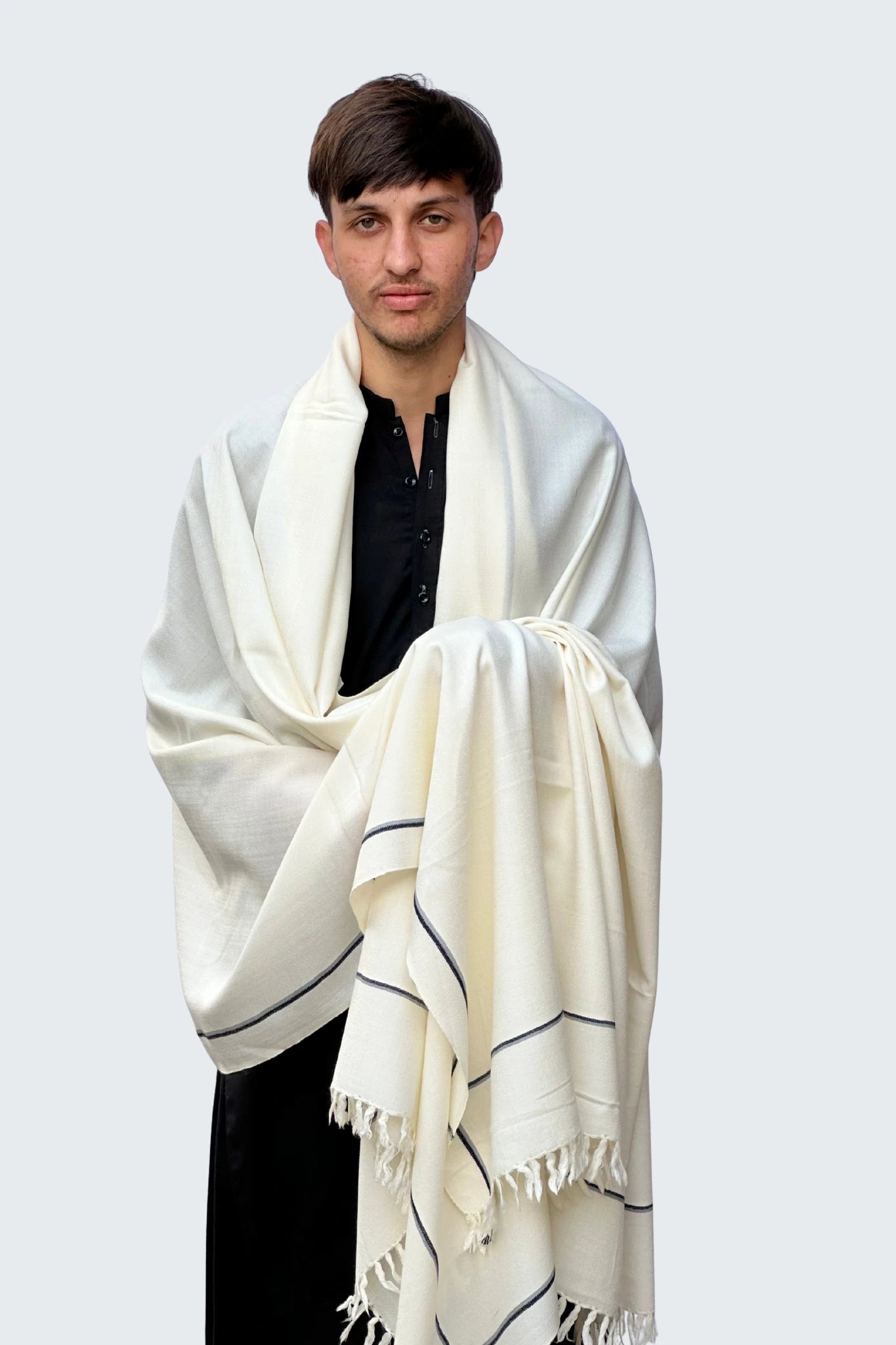 Zardad Classic 100% Pure 72 Wool Shawl  (Half White)