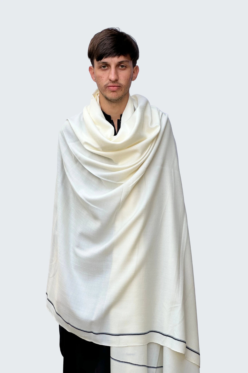 Zardad Classic 100% Pure 72 Wool Shawl  (Half White)