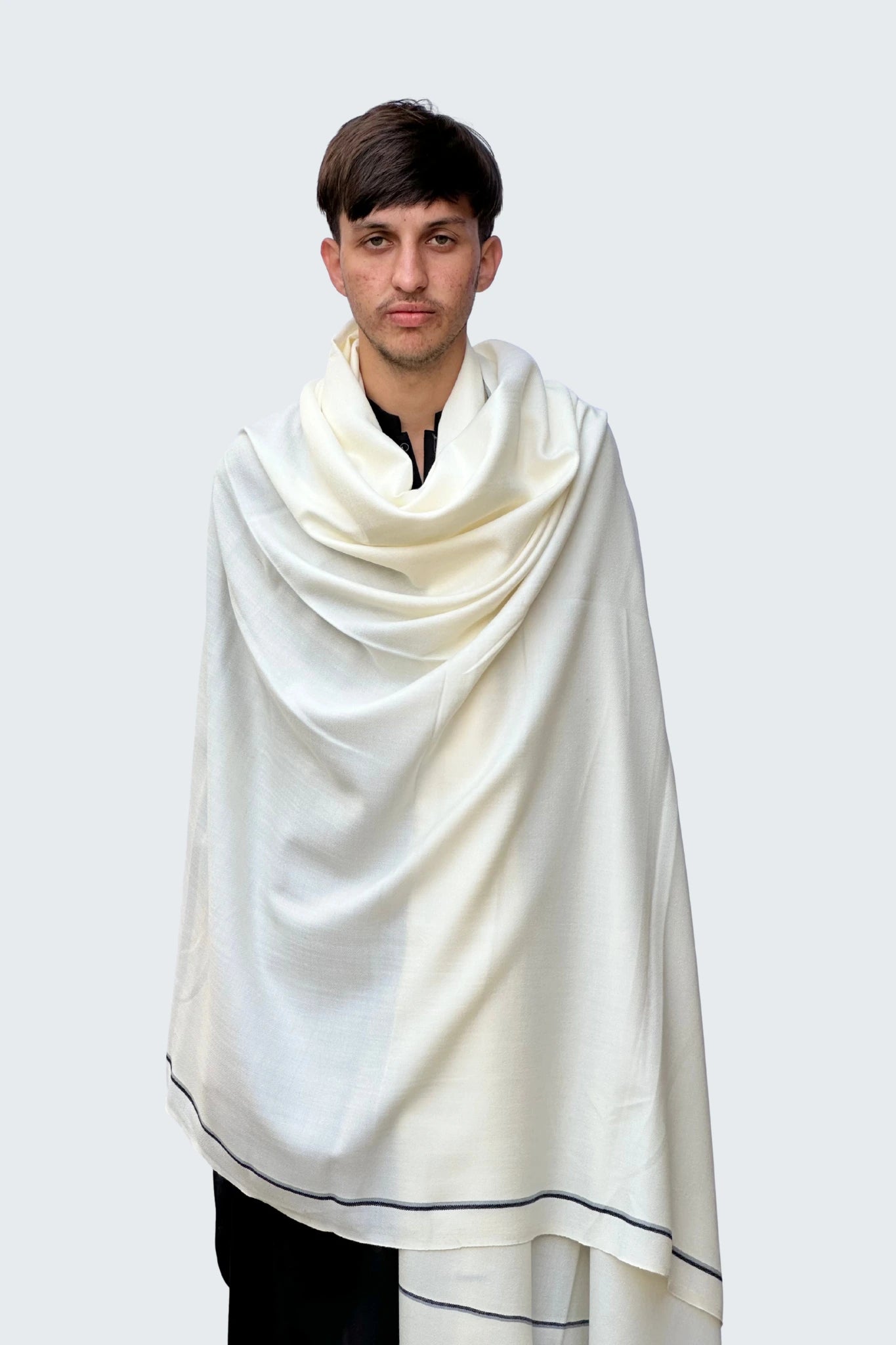 Zardad Classic 100% Pure 72 Wool Shawl  (Half White)