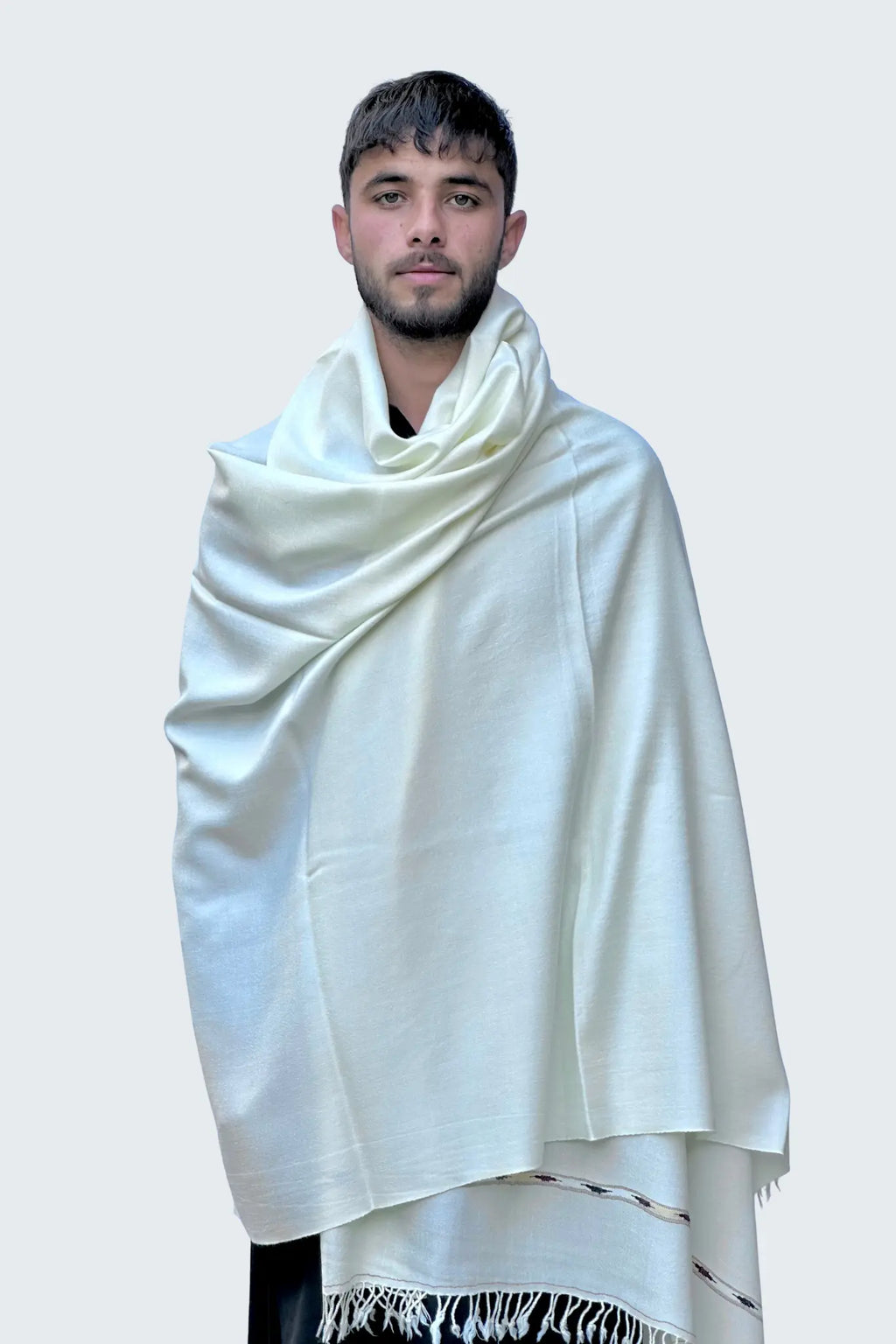 Zardad Premium 100% Pure 72 Wool Shawl (Half White)