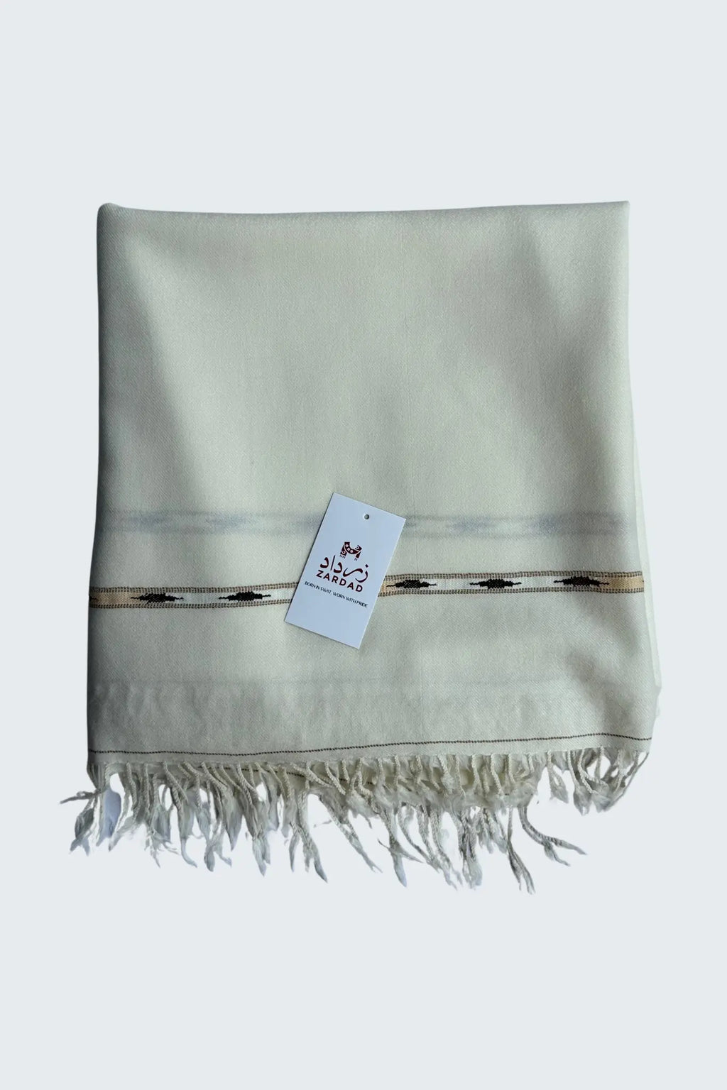Zardad Premium 100% Pure 72 Wool Shawl (Half White)