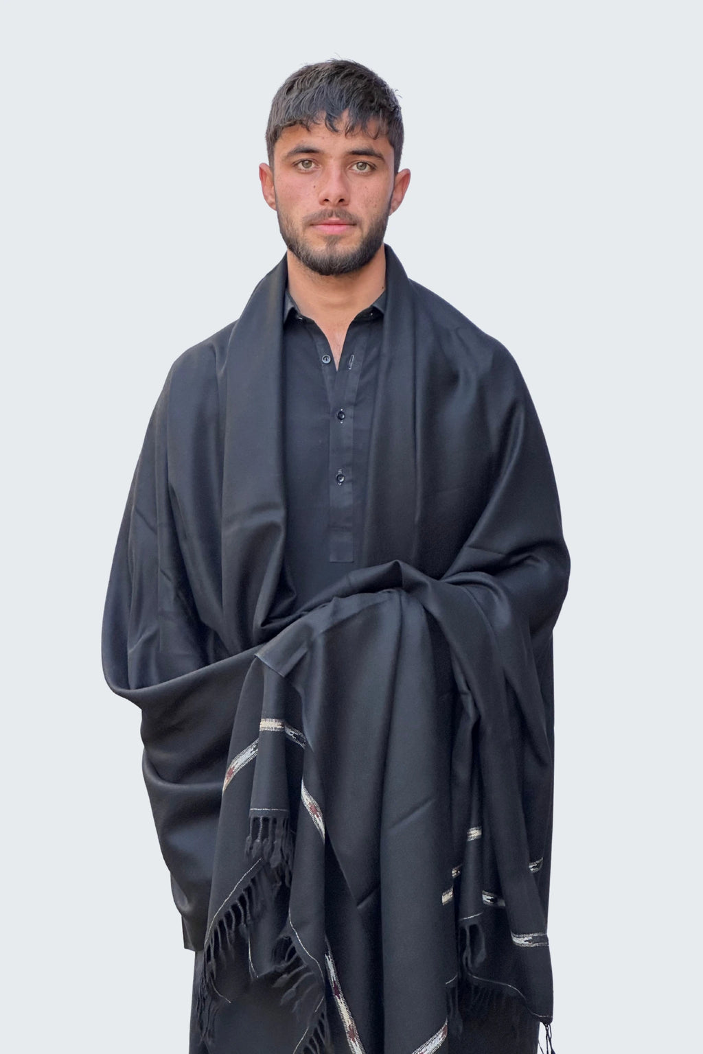 Zardad Premium 100% Pure 72 Wool Shawl  (Black)