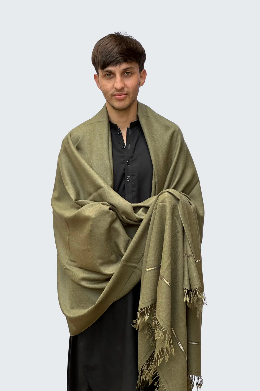 Zardad Premium 100% Pure 72 Wool Shawl  (Olive Gray)