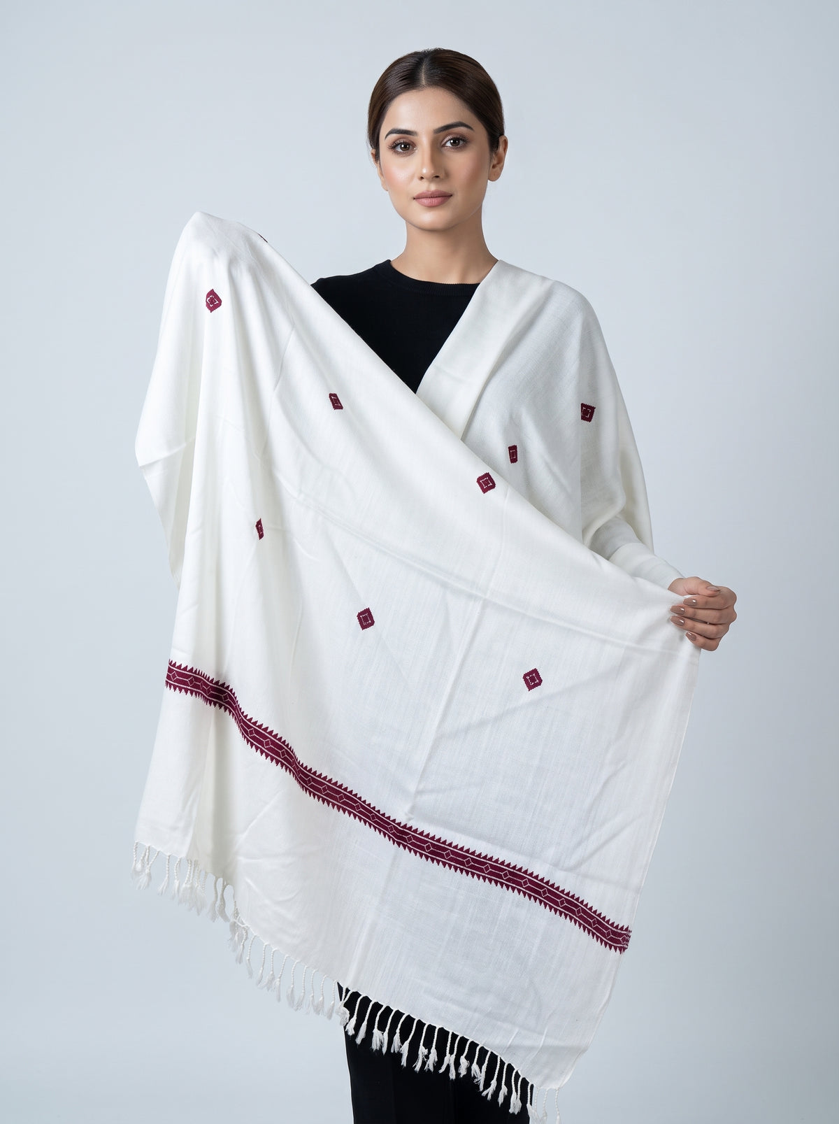 Zardad premium female wool shawl (White)