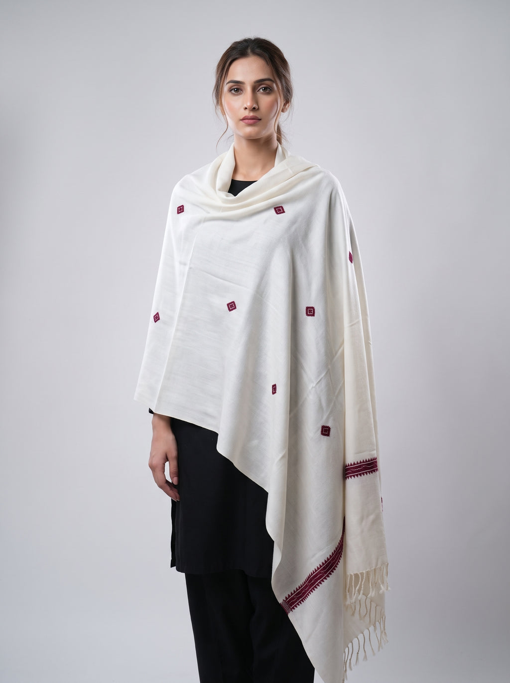 Zardad premium female wool shawl (White)