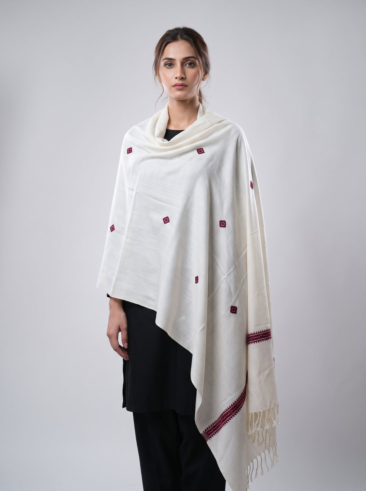 Zardad premium female wool shawl (White)
