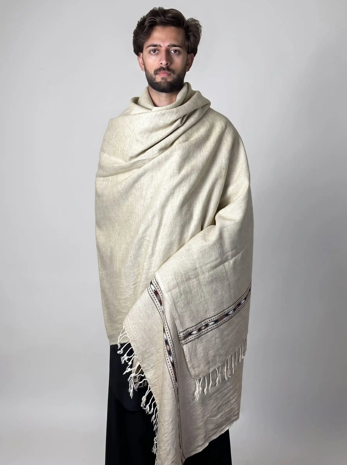 Zardad Premium Pure Lambs Wool Shawl (Cream)