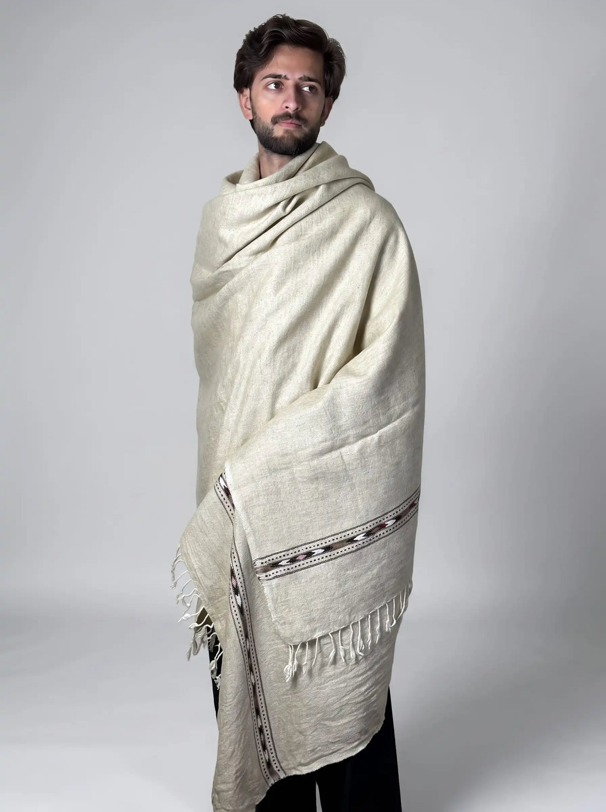 Zardad Premium Pure Lambs Wool Shawl (Cream)