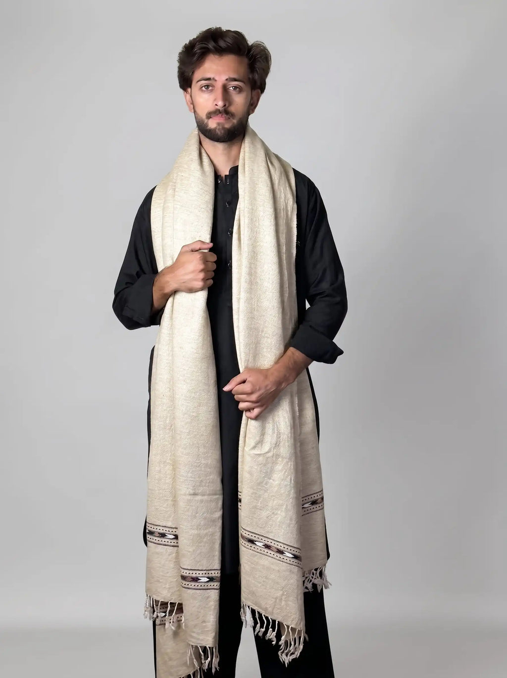 Zardad Premium Pure Lambs Wool Shawl (Cream)