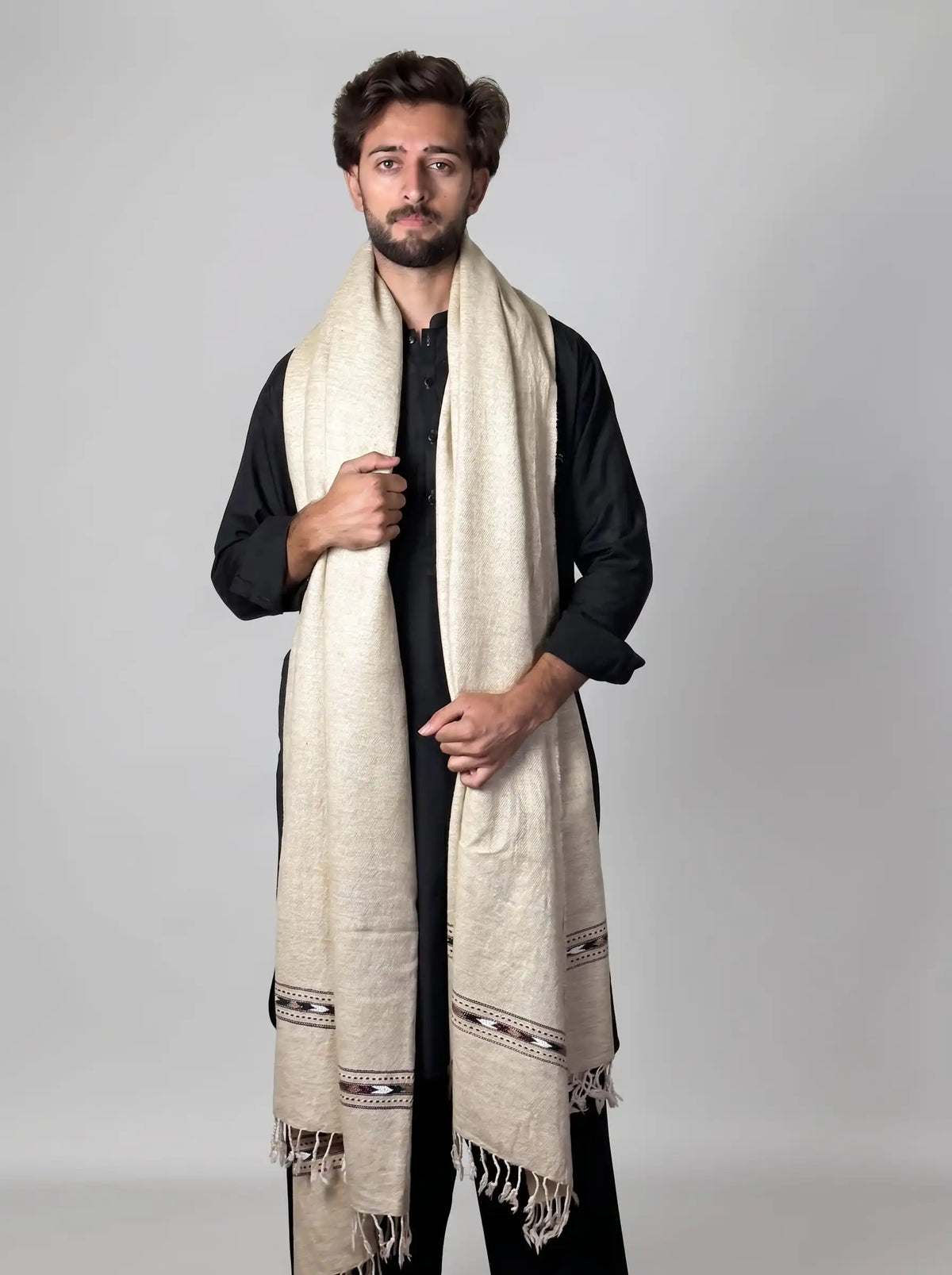 Zardad Premium Pure Lambs Wool Shawl (Cream)