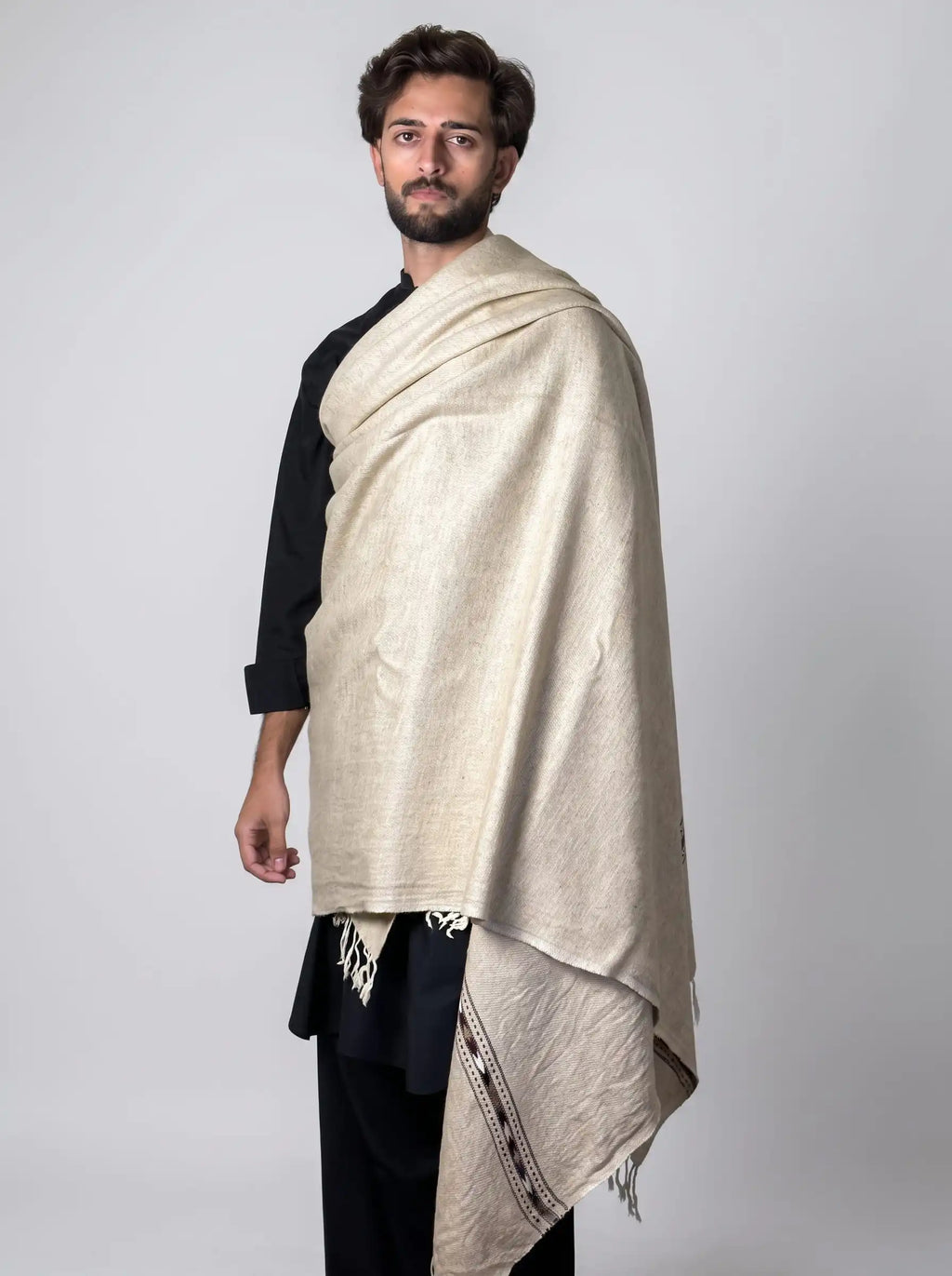 Zardad Premium Pure Lambs Wool Shawl (Cream)