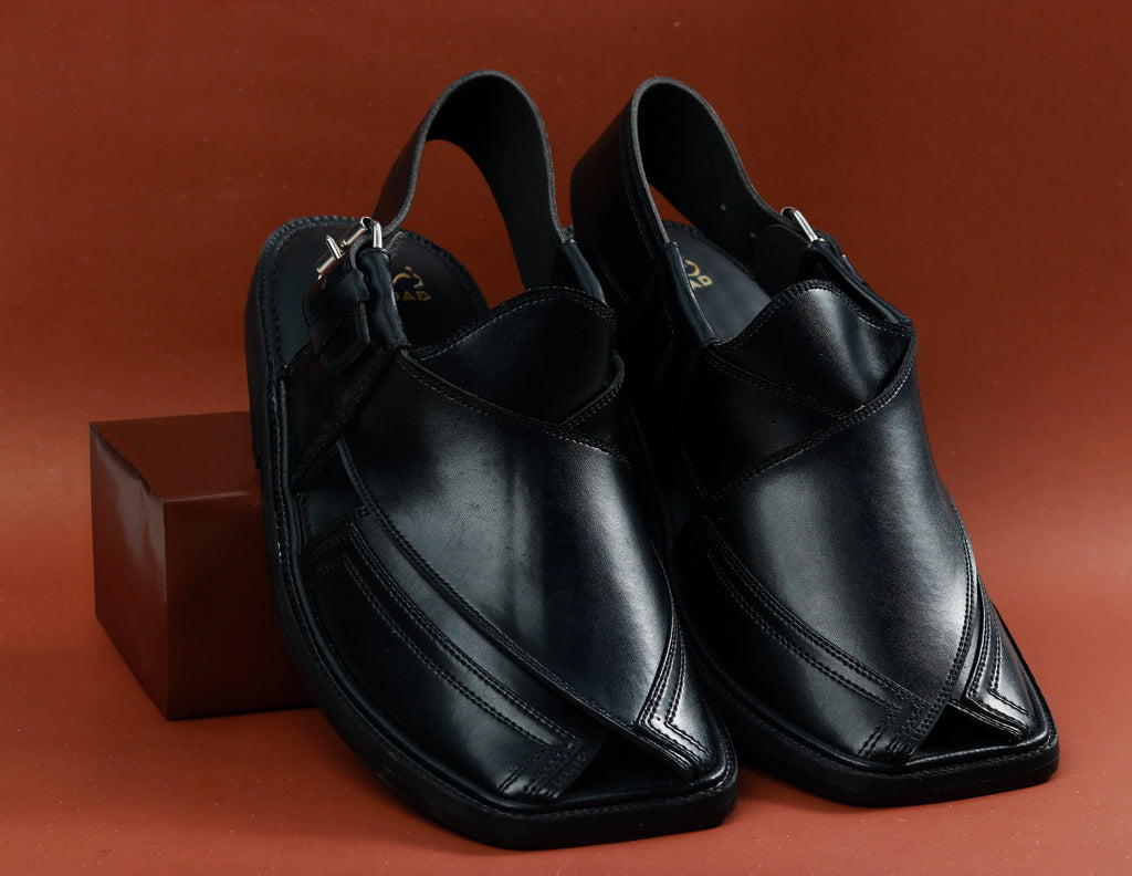 Zardad Mama Black Premium Peshawari Chappals