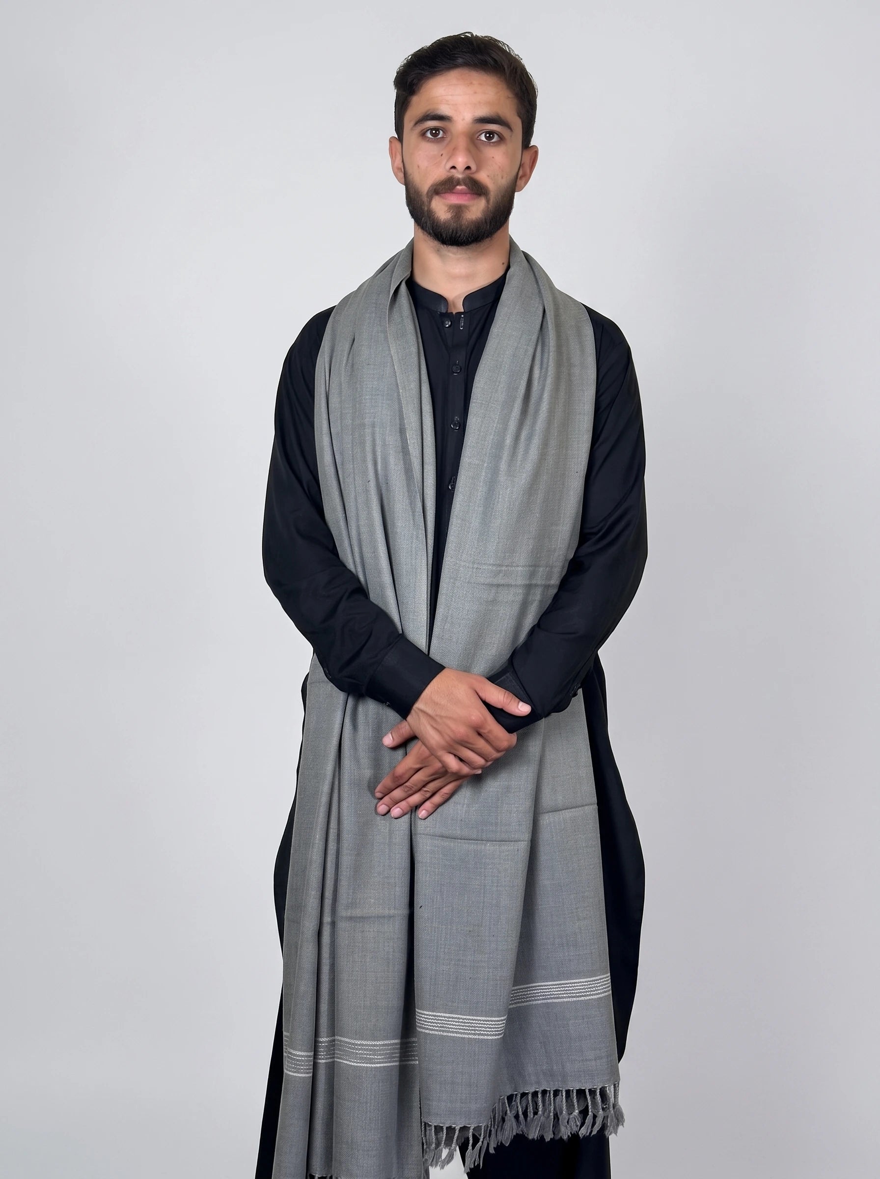 Zardad Elite Pure 52 Wool Shawl For Men (ash gray)