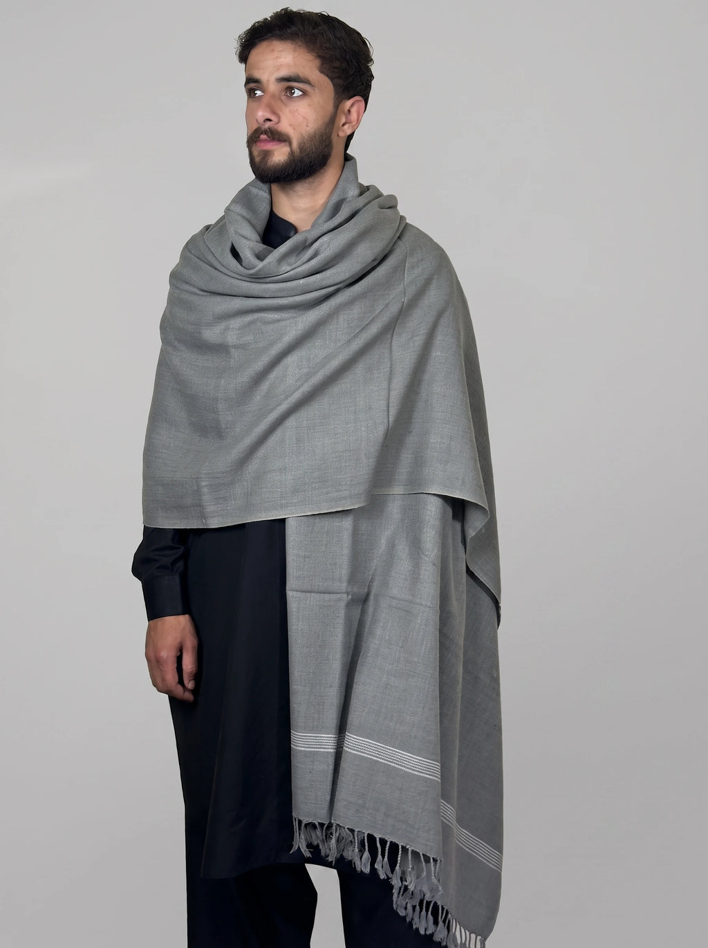 Zardad Elite Pure 52 Wool Shawl For Men (ash gray)