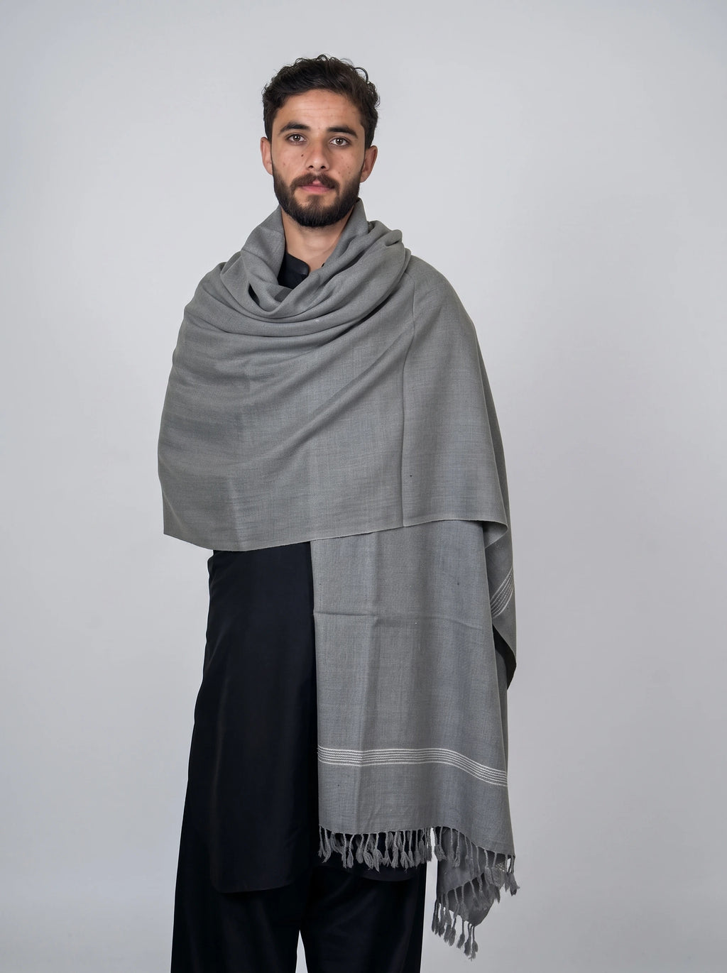 Zardad Elite Pure 52 Wool Shawl For Men (ash gray)