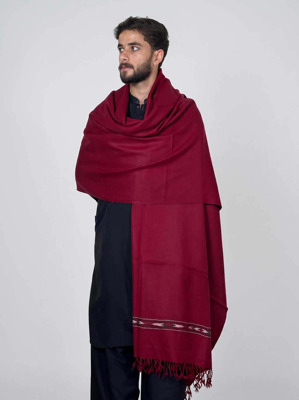 Zardad Elite Pure 52 Wool Shawl For Men (maroon)