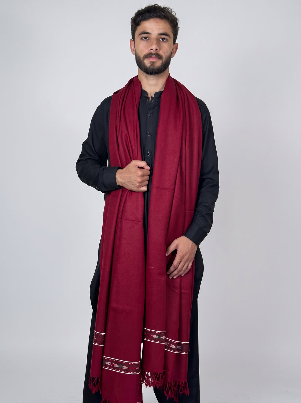 Zardad Elite Pure 52 Wool Shawl For Men (maroon)