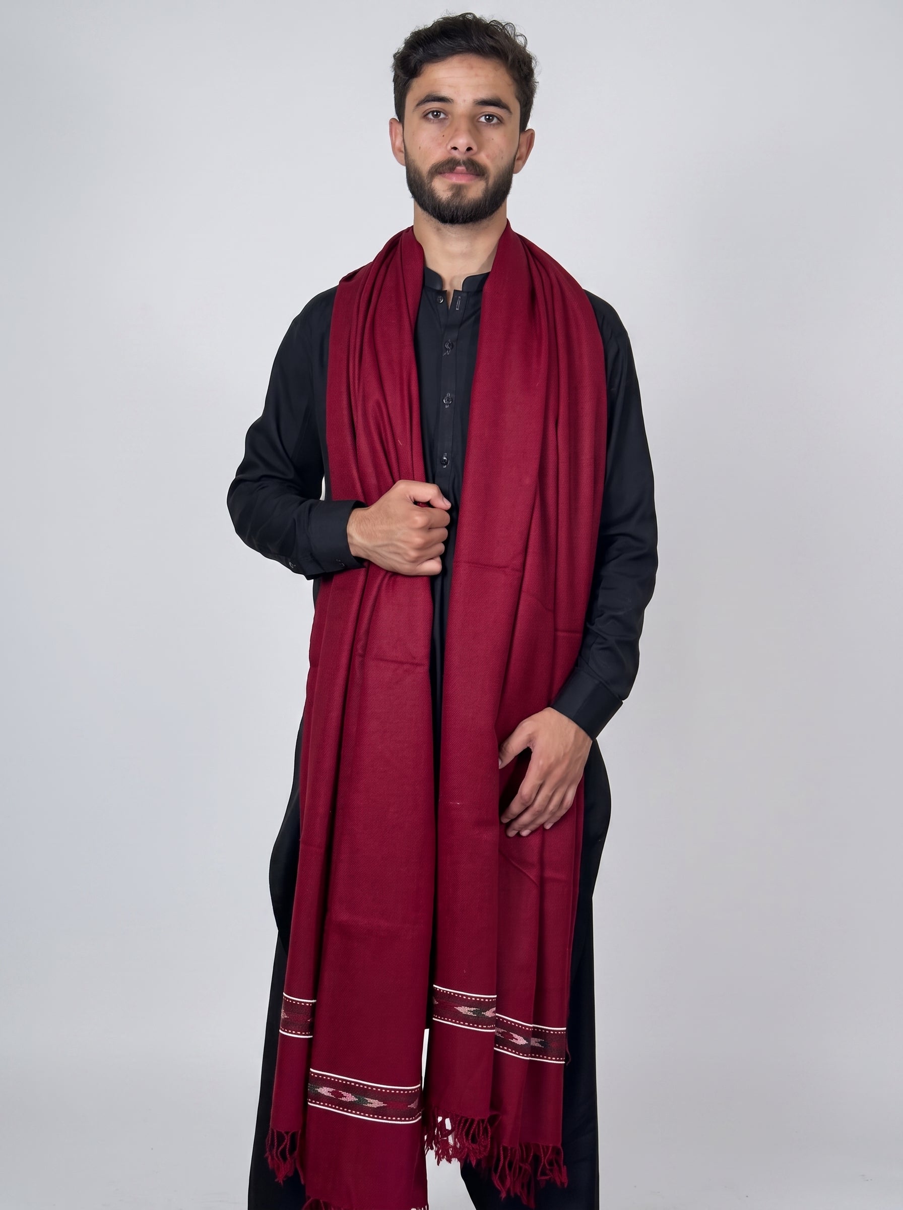 Zardad Elite Pure 52 Wool Shawl For Men (maroon)