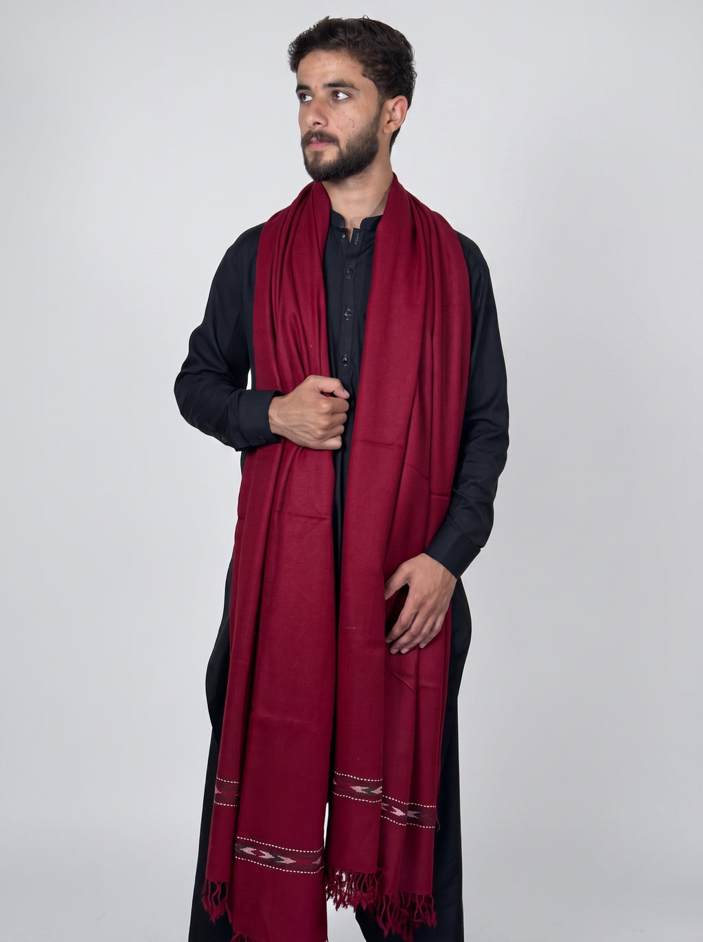 Zardad Elite Pure 52 Wool Shawl For Men (maroon)