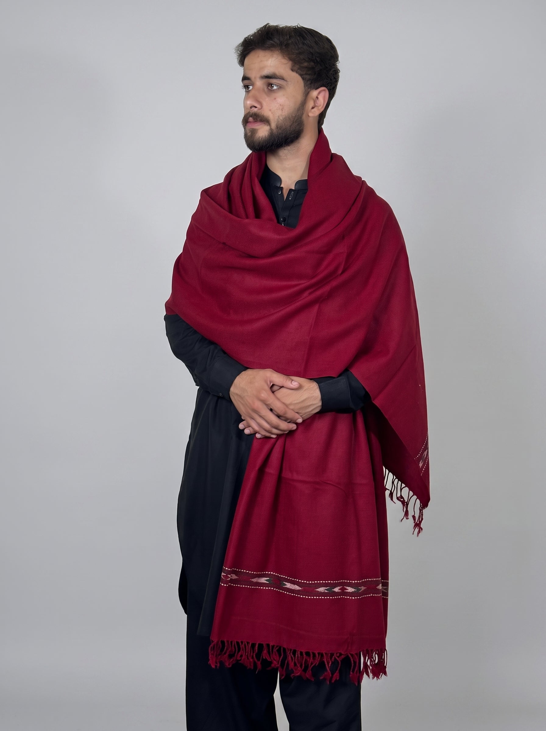 Zardad Elite Pure 52 Wool Shawl For Men (maroon)