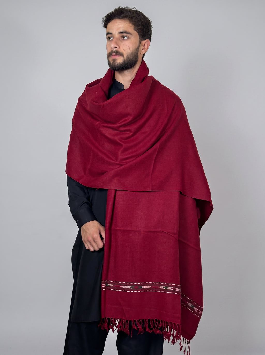 Zardad Elite Pure 52 Wool Shawl For Men (maroon)