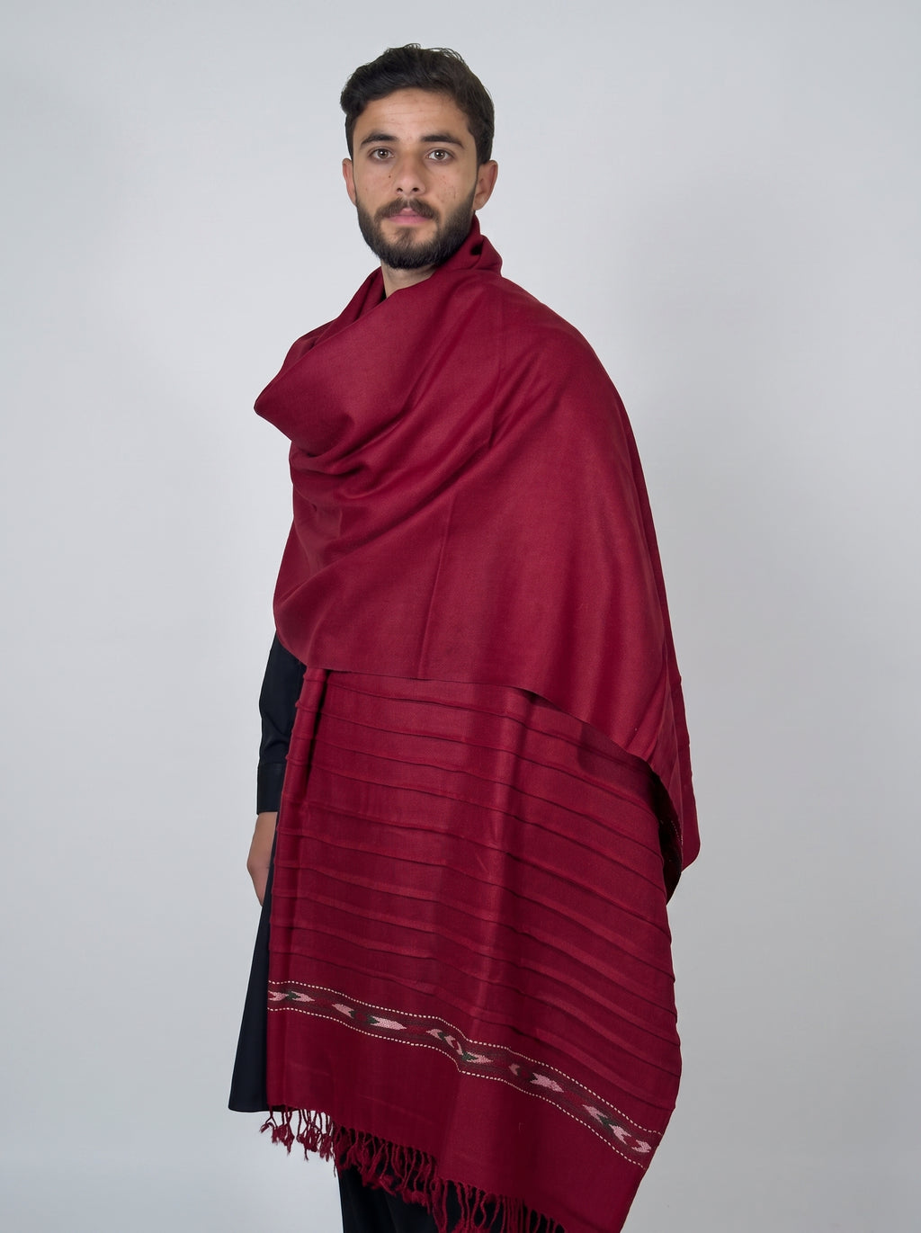 Zardad Elite Pure 52 Wool Shawl For Men (maroon)