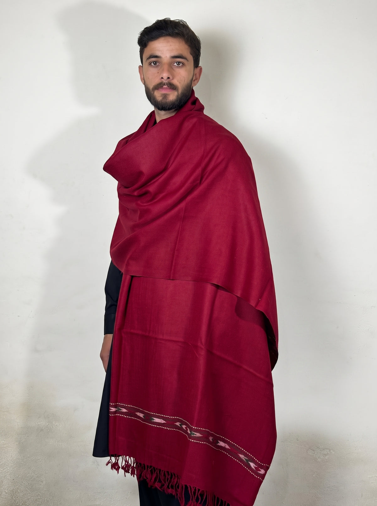 Zardad Elite Pure 52 Wool Shawl For Men (maroon)