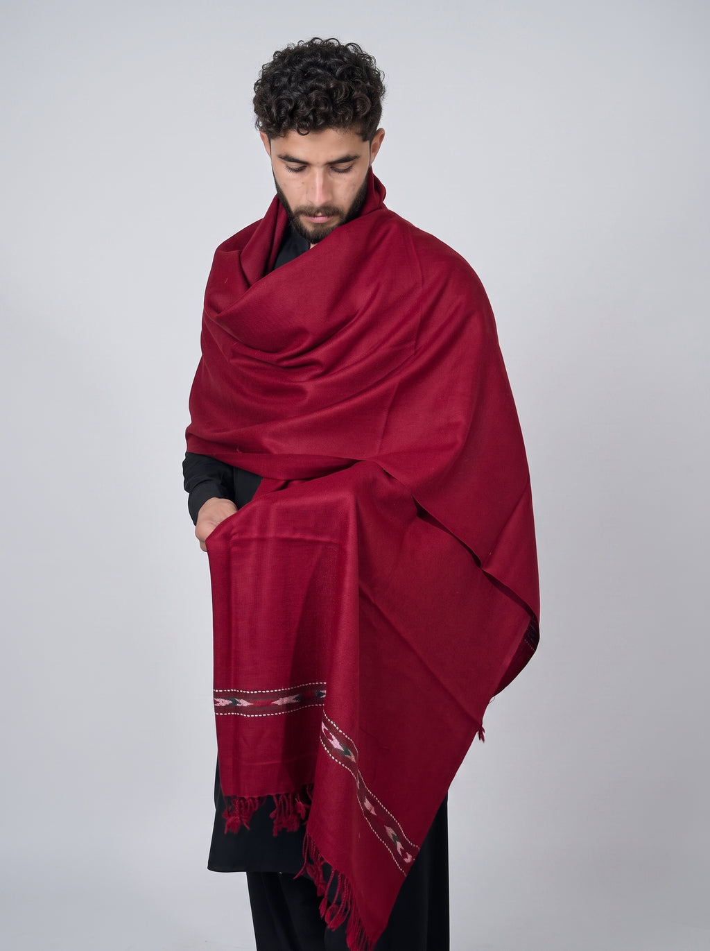 Zardad Elite Pure 52 Wool Shawl For Men (maroon)