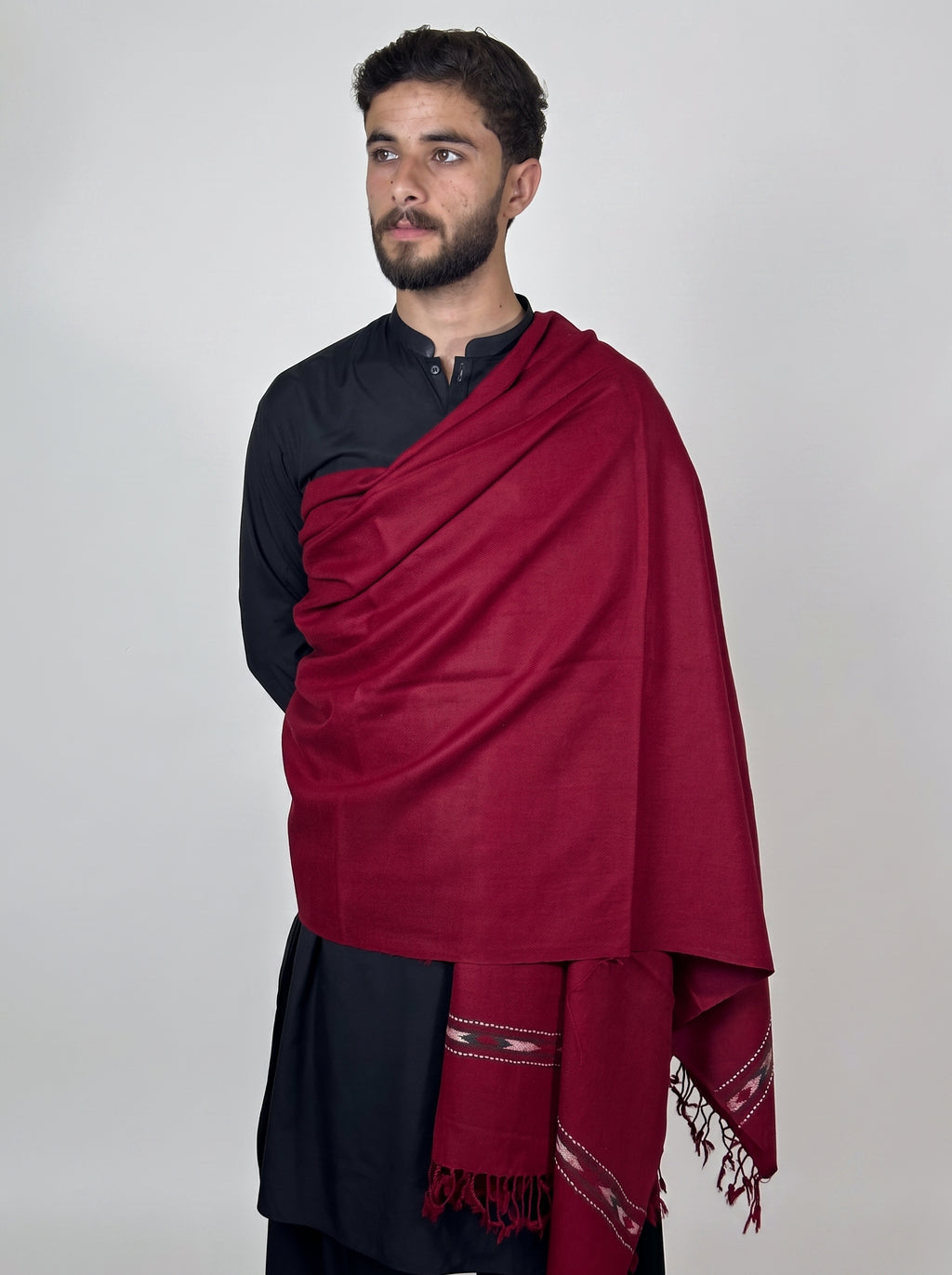 Zardad Elite Pure 52 Wool Shawl For Men (maroon)