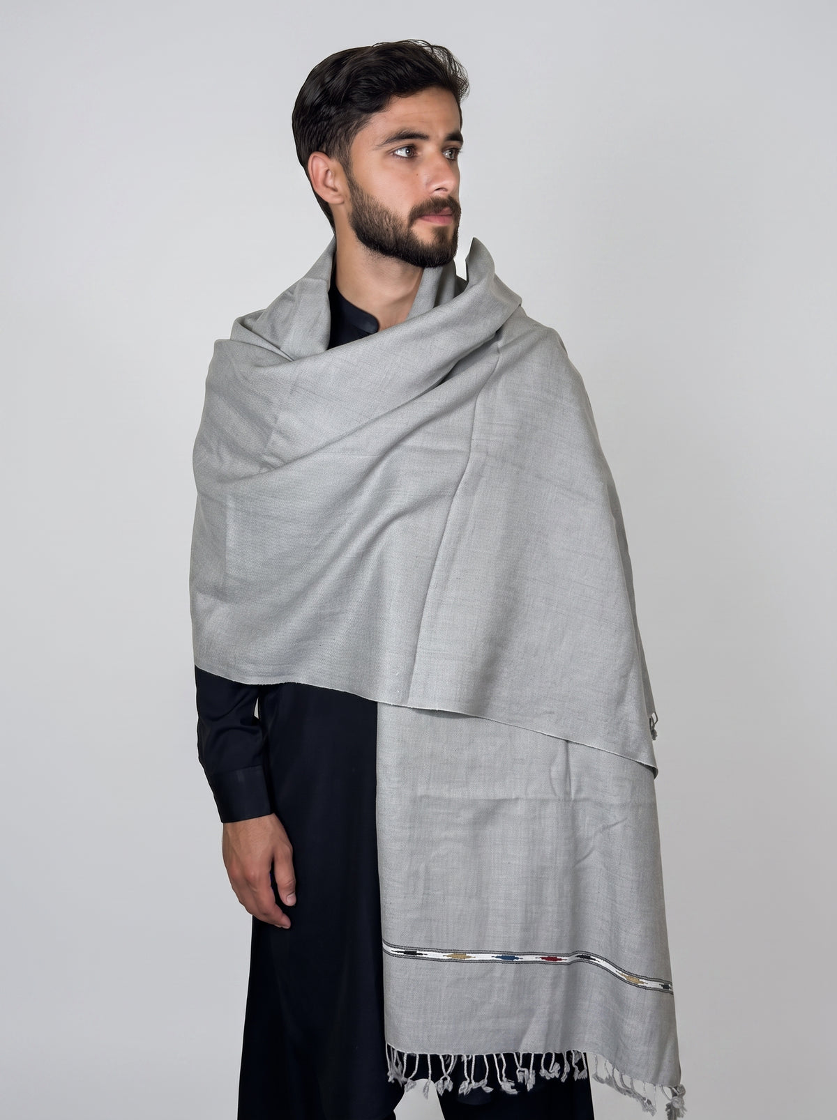 Zardad Elite Pure 52 Wool Shawl For Men (light gray)