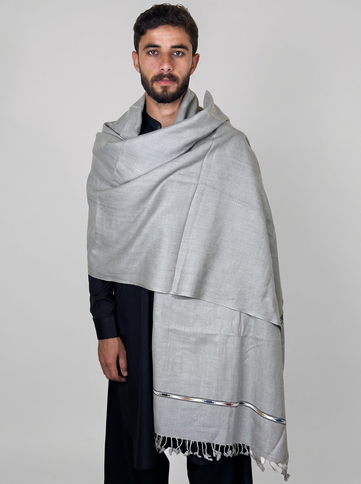Zardad Elite Pure 52 Wool Shawl For Men (light gray)