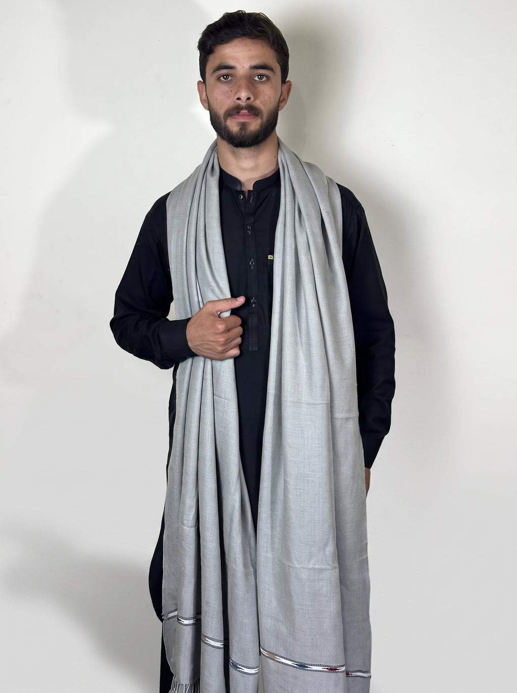Zardad Elite Pure 52 Wool Shawl For Men (light gray)