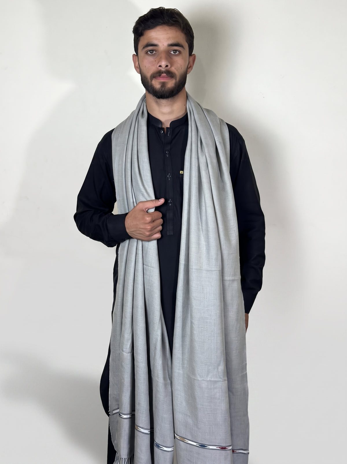 Zardad Elite Pure 52 Wool Shawl For Men (light gray)