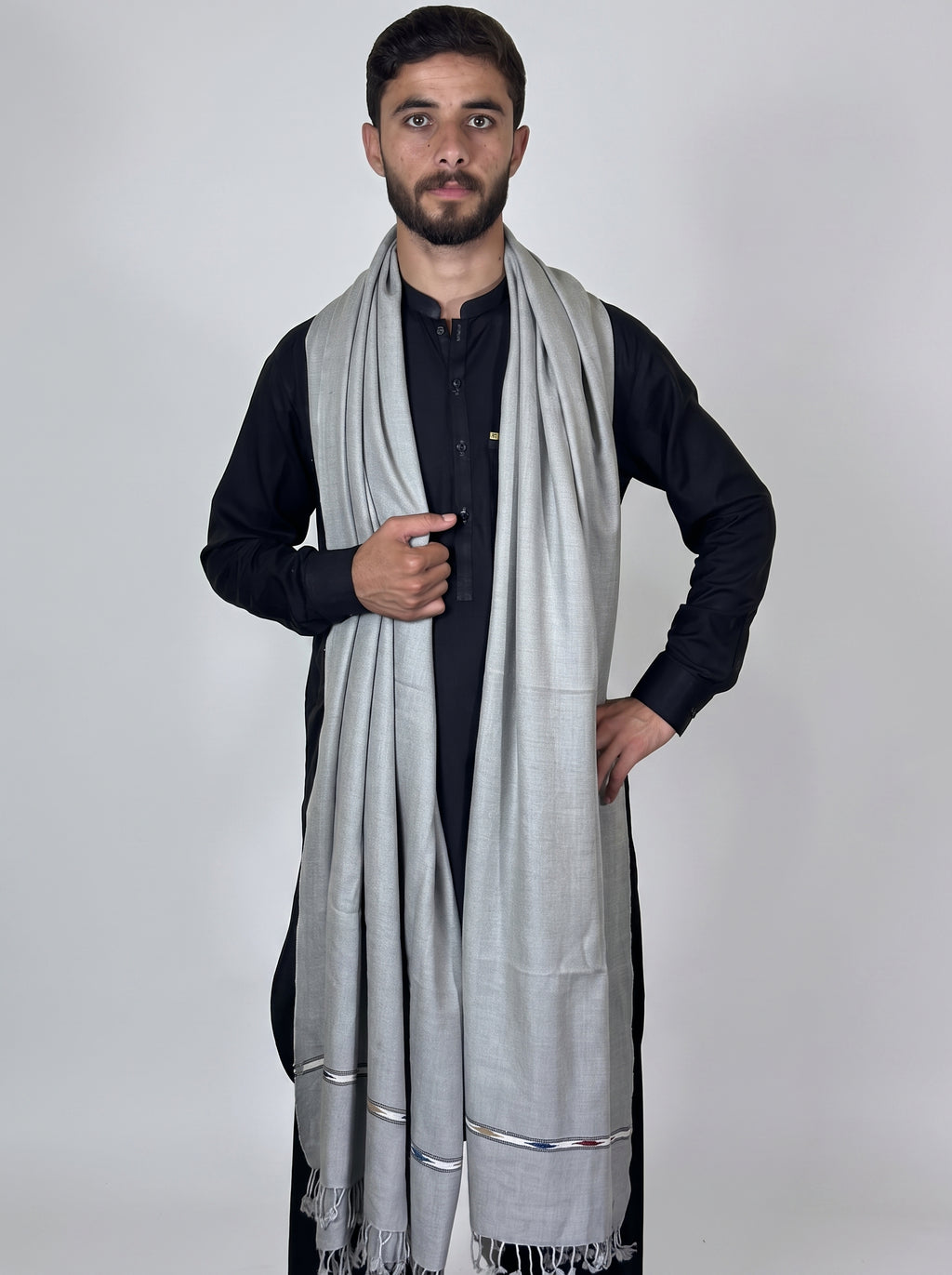 Zardad Elite Pure 52 Wool Shawl For Men (light gray)