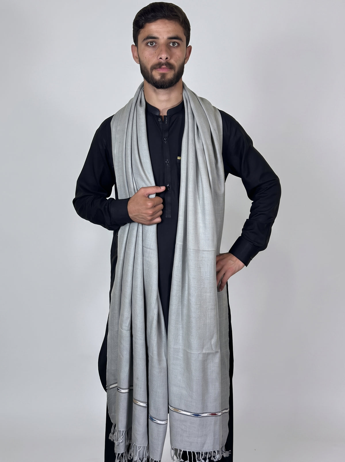 Zardad Elite Pure 52 Wool Shawl For Men (light gray)