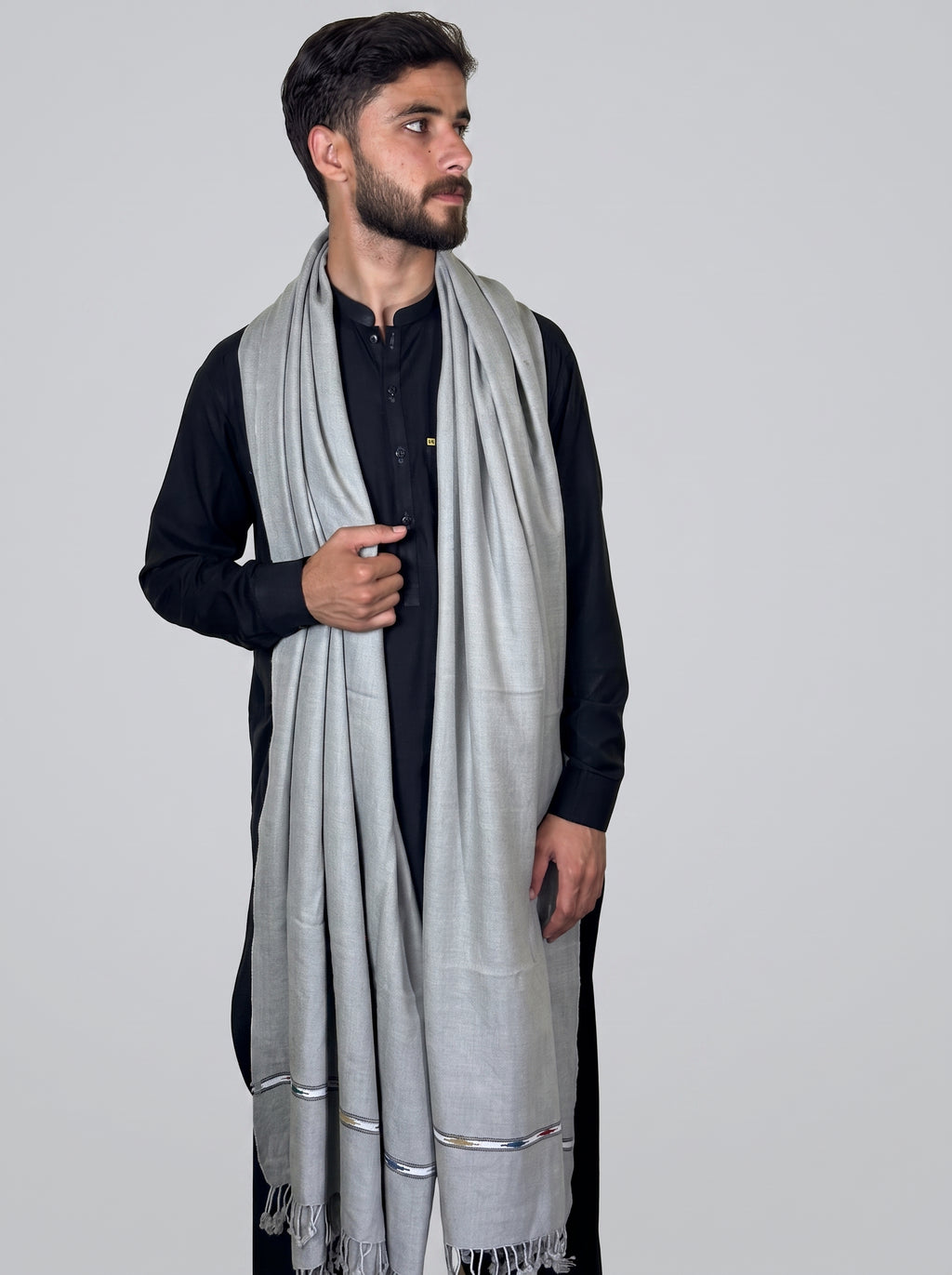 Zardad Elite Pure 52 Wool Shawl For Men (light gray)
