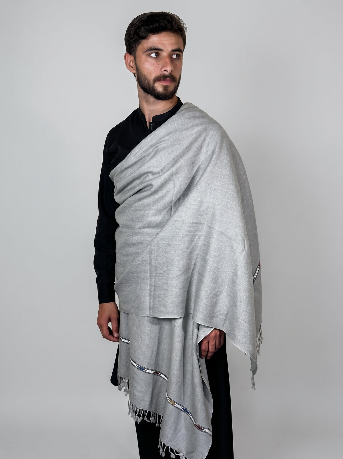Zardad Elite Pure 52 Wool Shawl For Men (light gray)