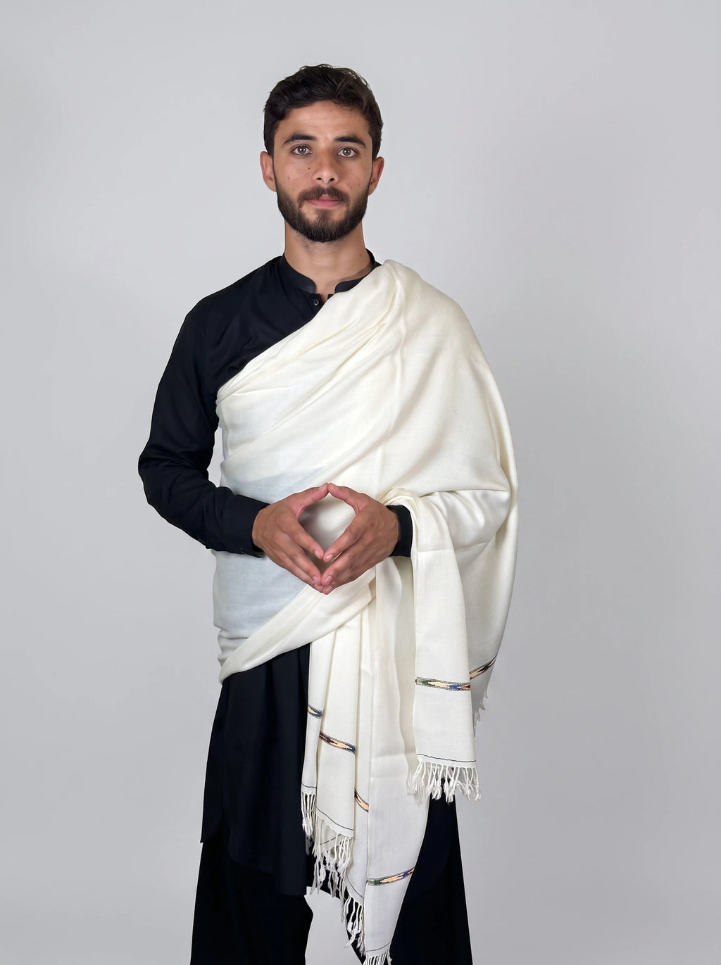 Zardad Elite Pure 52 Wool Shawl For Men (White)