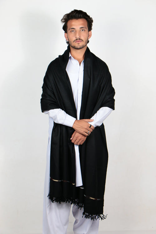 Zardad Acrylic Premium Shawl For Men (Black) (White)