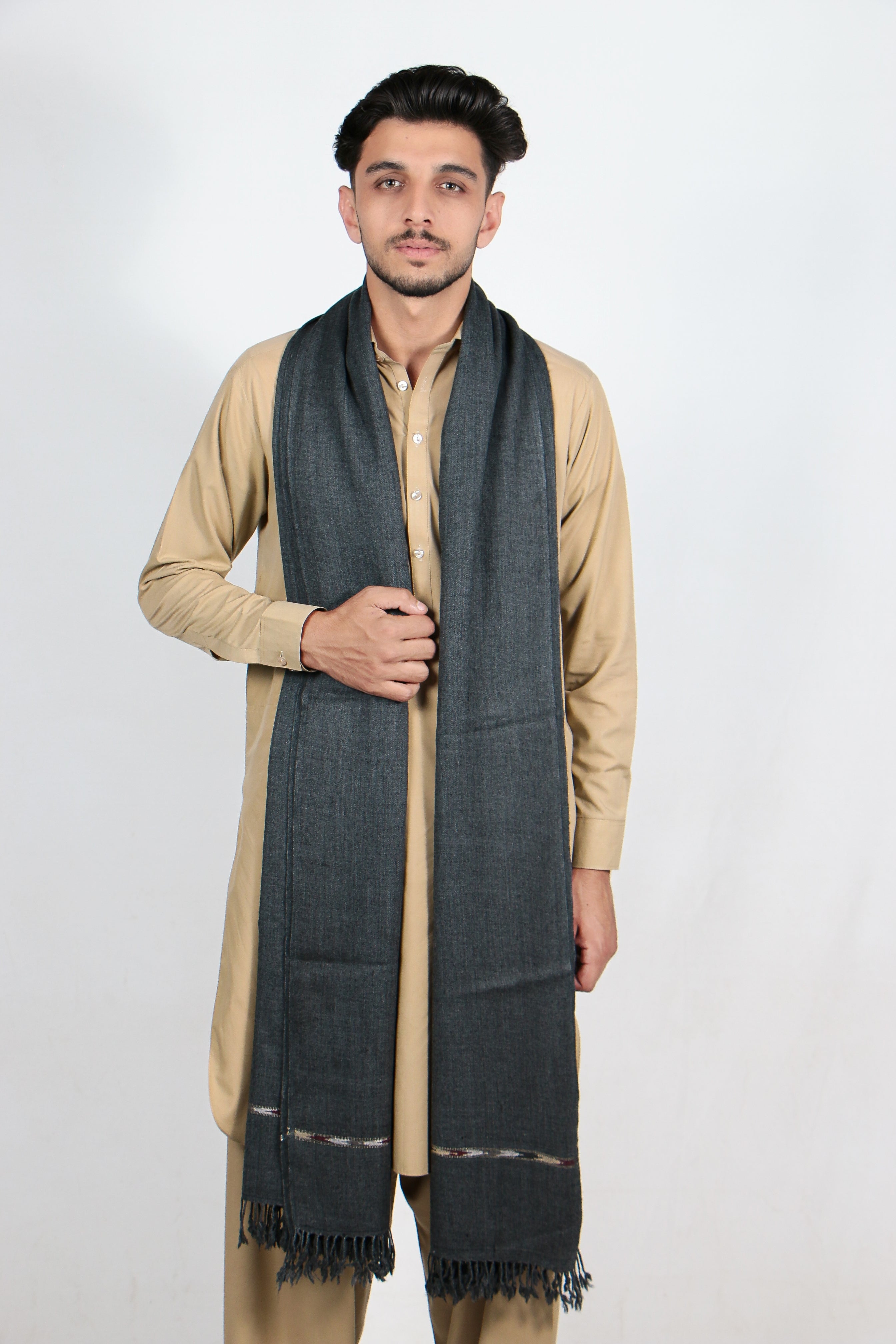 Zardad Premium Pure 48 Wool Shawl For Men (Dark Gray)