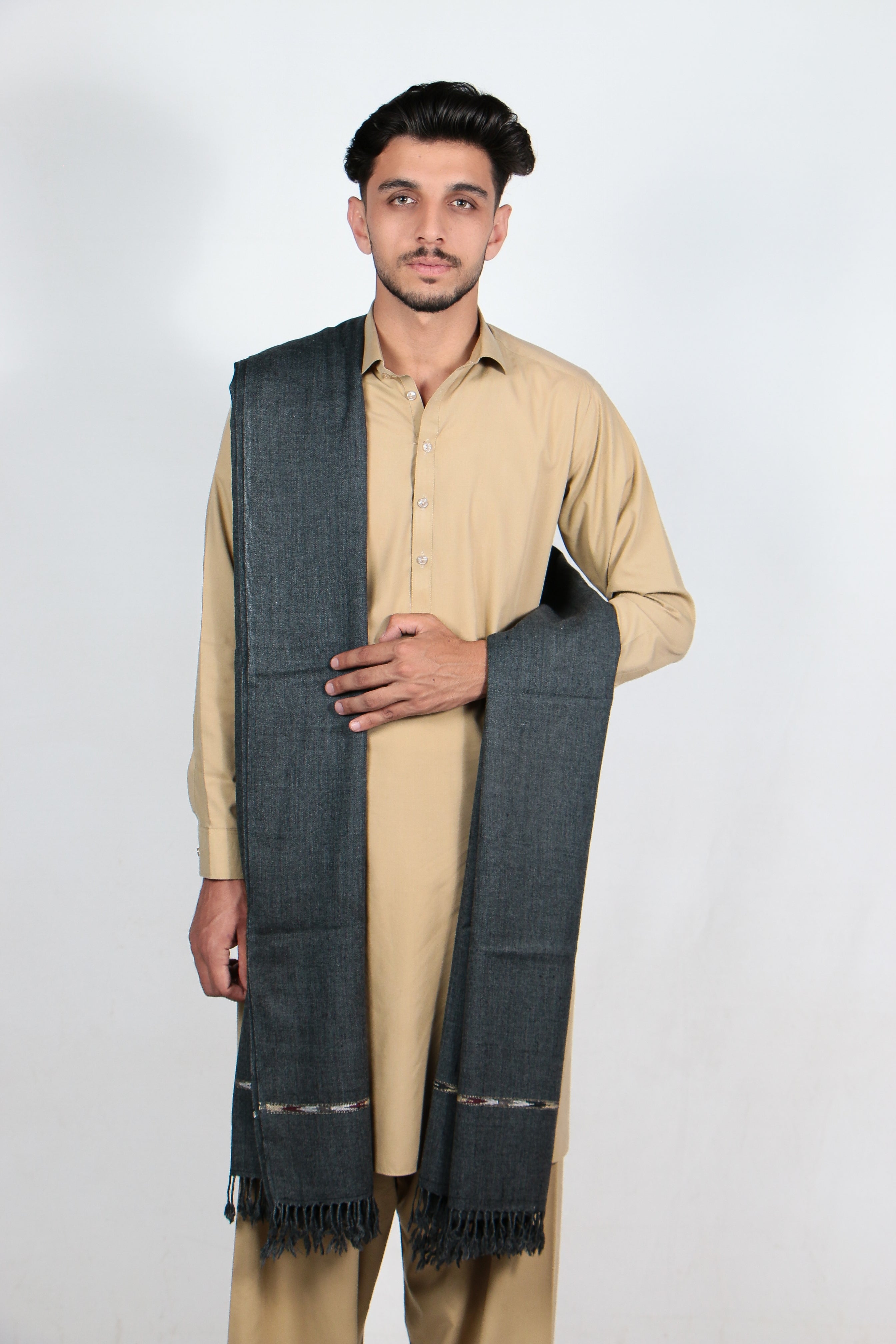 Zardad Premium Pure 48 Wool Shawl For Men (Dark Gray)