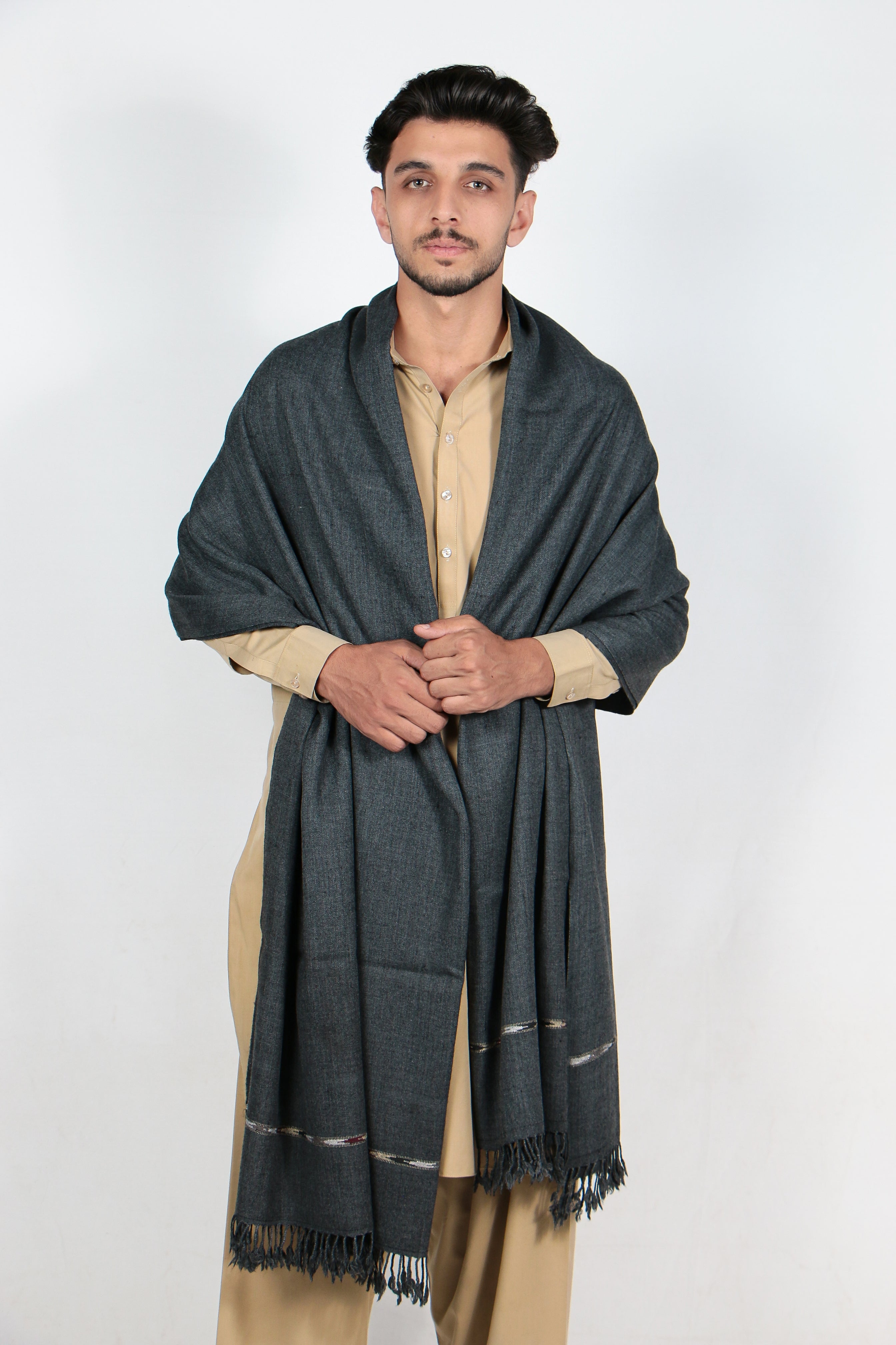 Zardad Premium Pure 48 Wool Shawl For Men (Dark Gray)