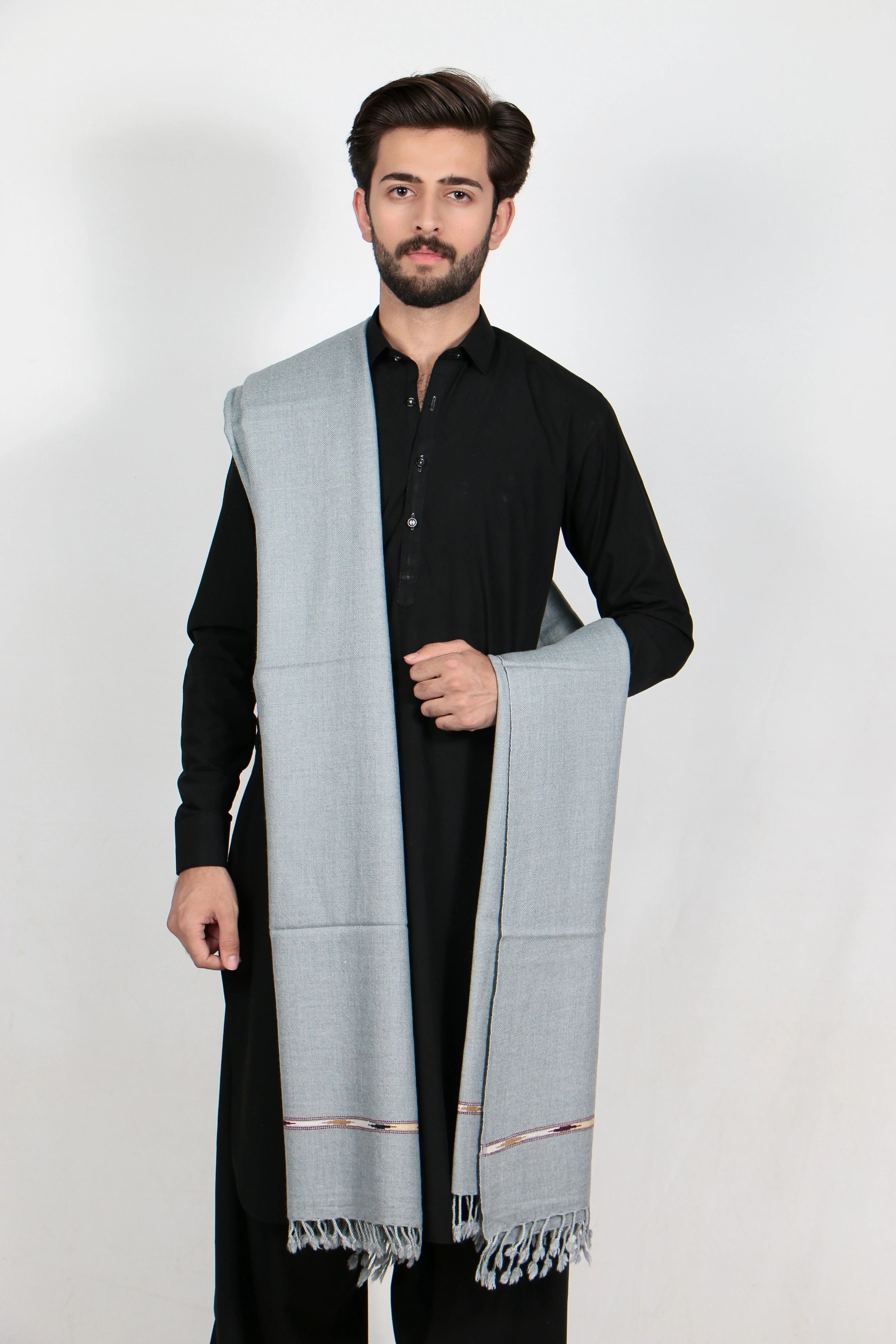 Zardad Premium  Pure 48 Wool Shawl For Men (Gray)