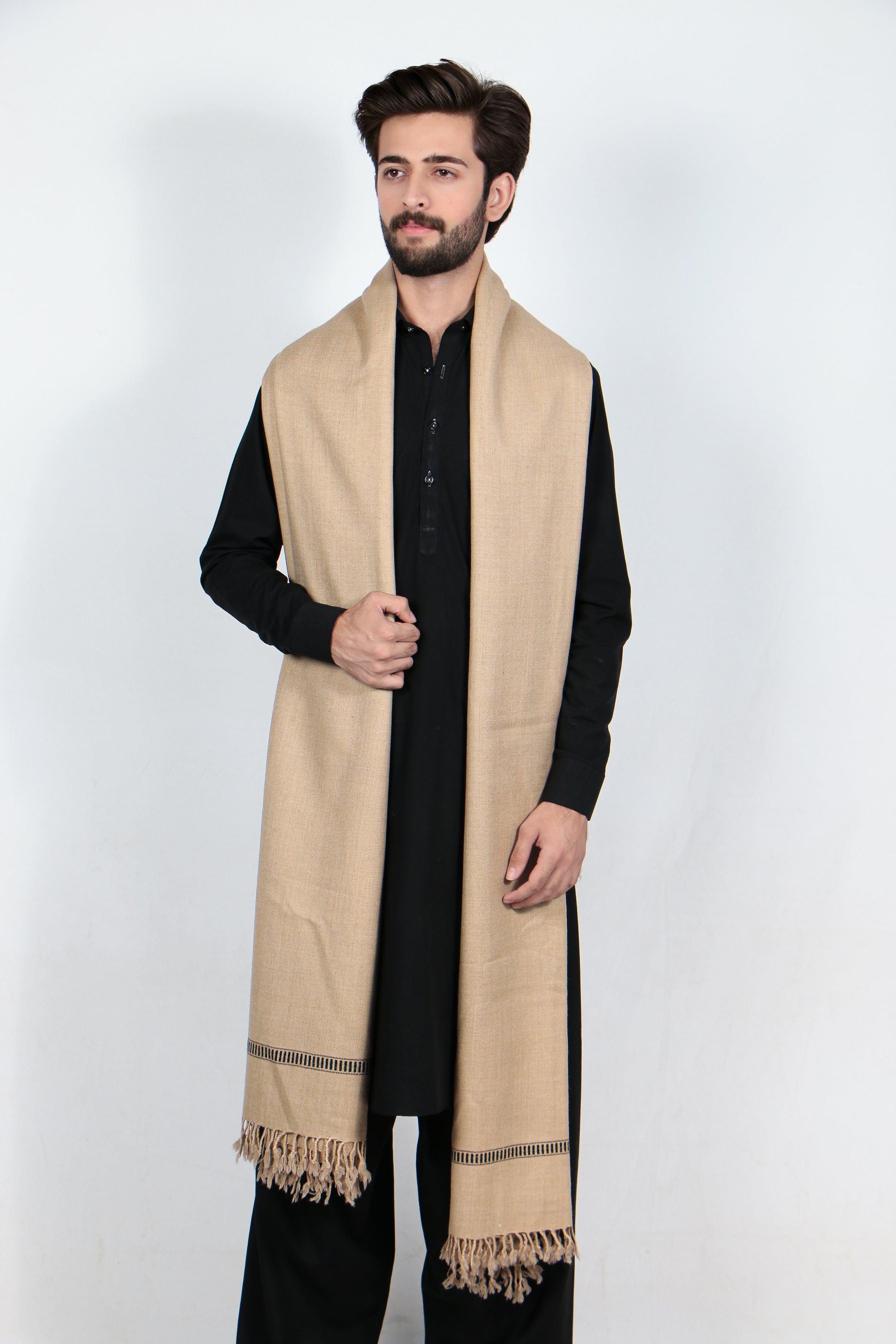 Zardad Classic Pure 48 Wool Shawl For Men (Light Brown)