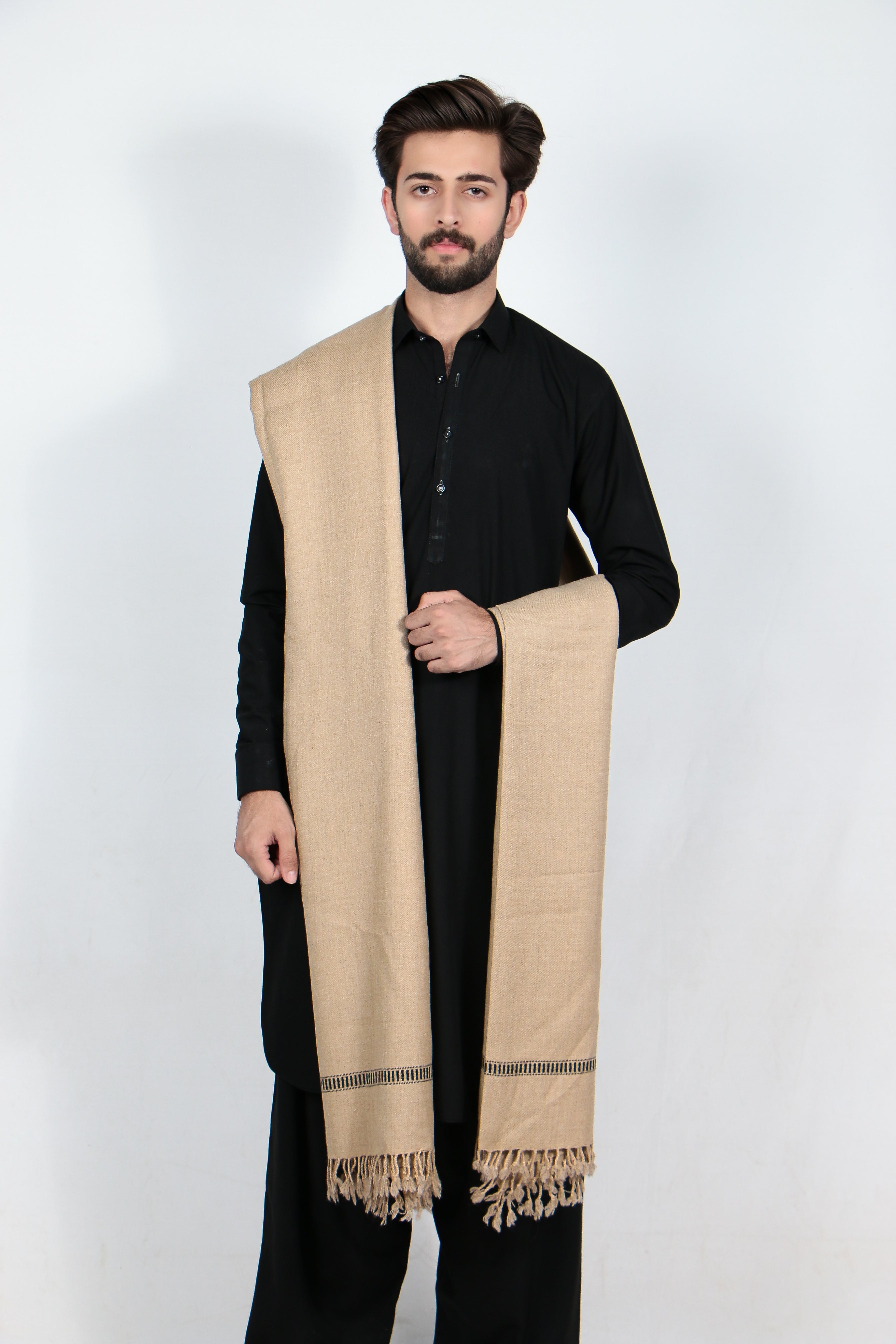 Zardad Classic Pure 48 Wool Shawl For Men (Light Brown)