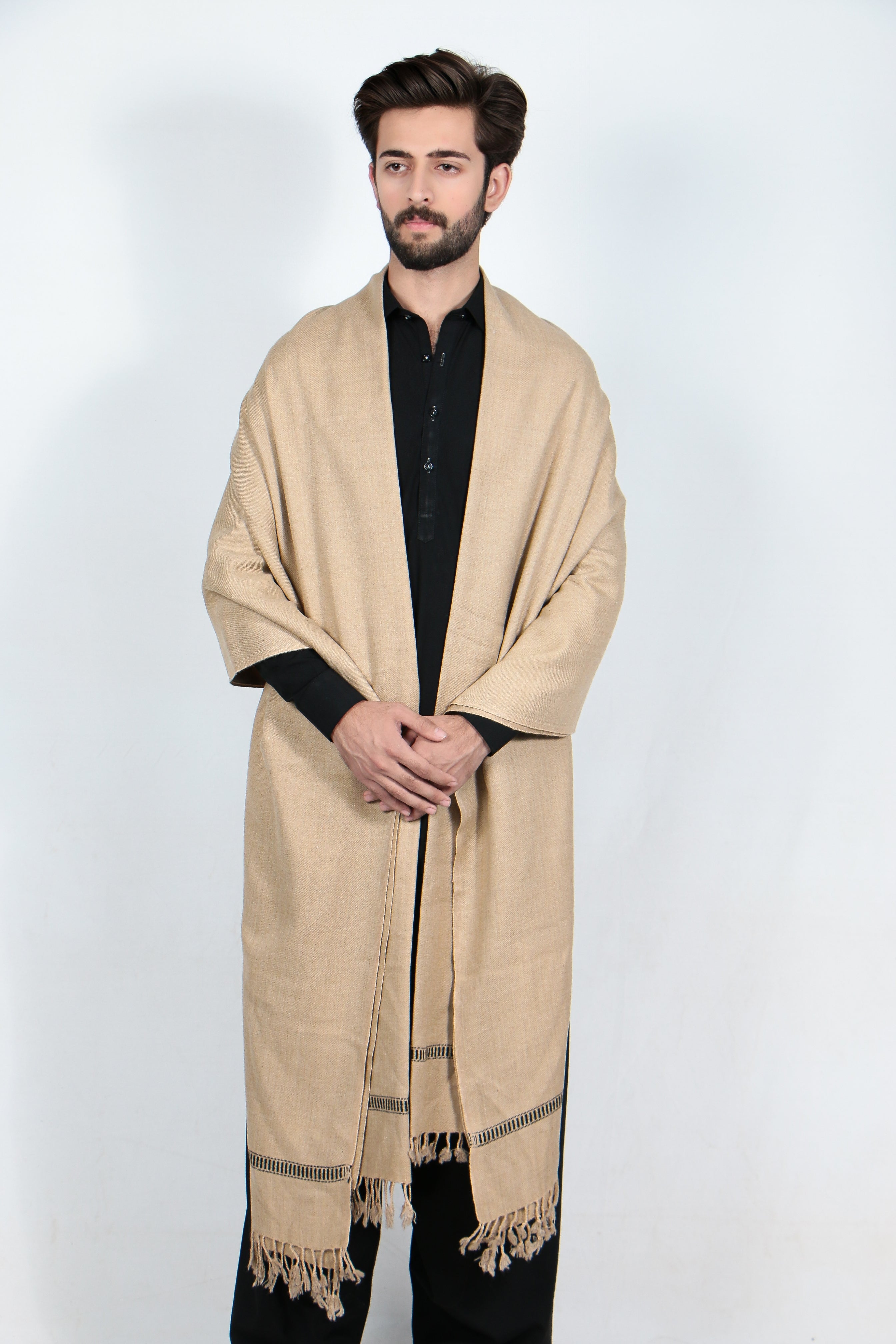 Zardad Classic Pure 48 Wool Shawl For Men (Light Brown)