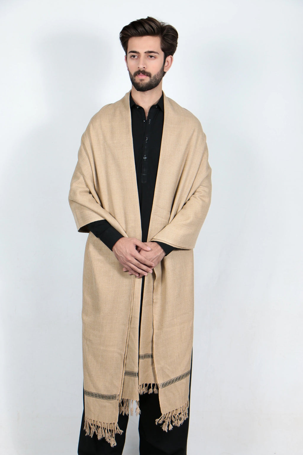Zardad Classic Pure 48 Wool Shawl For Men (Light Brown)